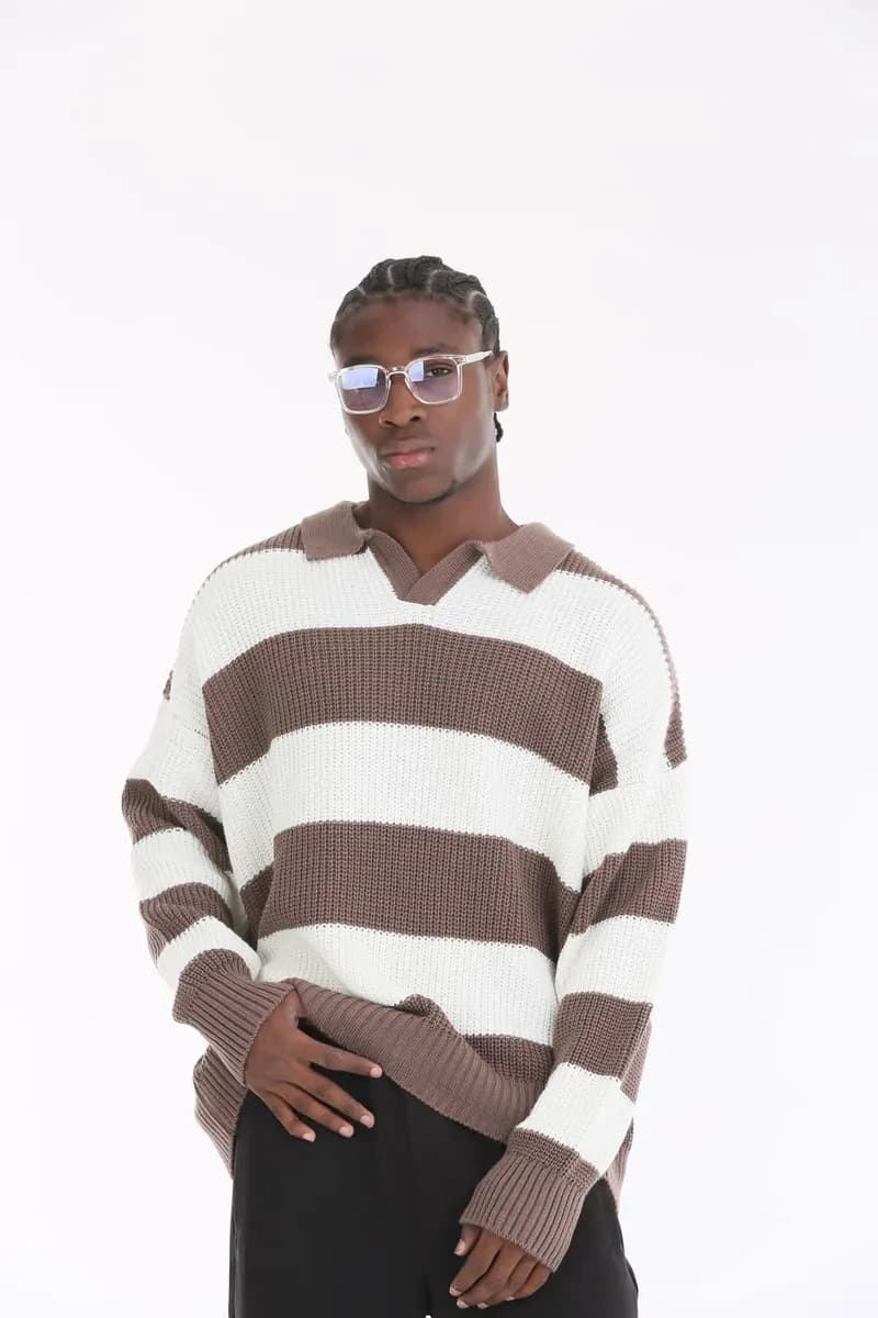 Men Oversize Striped Knit Top