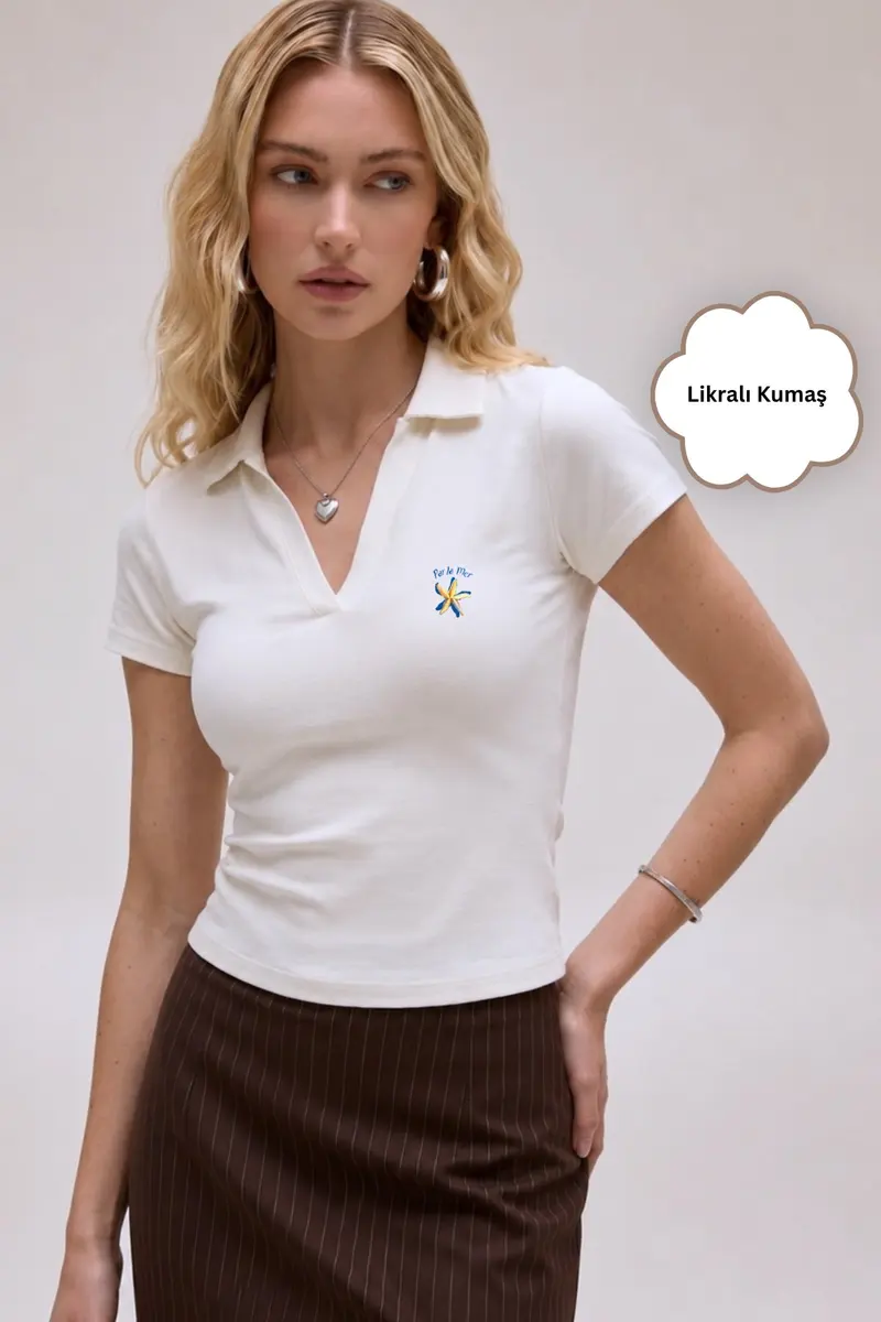 Women Perla Mare Print Polo Shirt