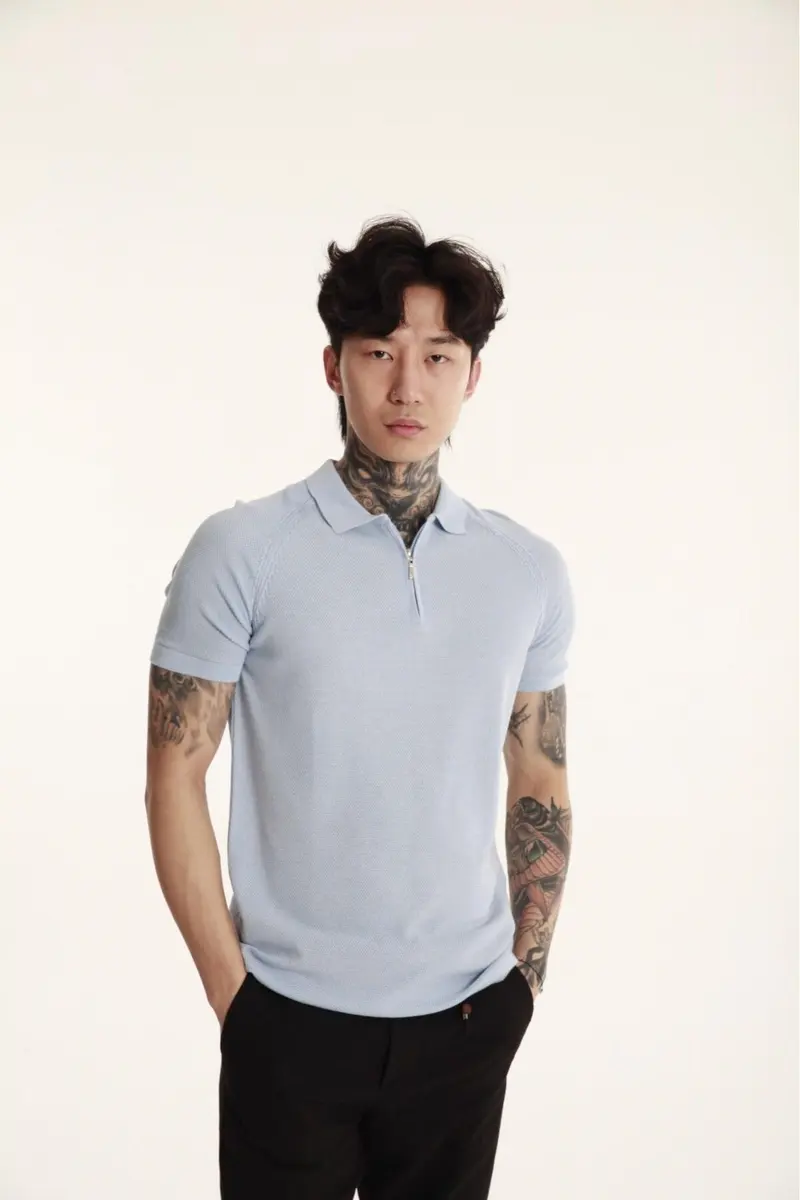 Men Zip-Up Polo Shirt