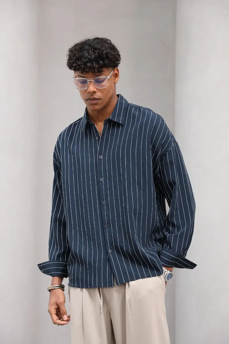 Men Oversize Striped Shirt