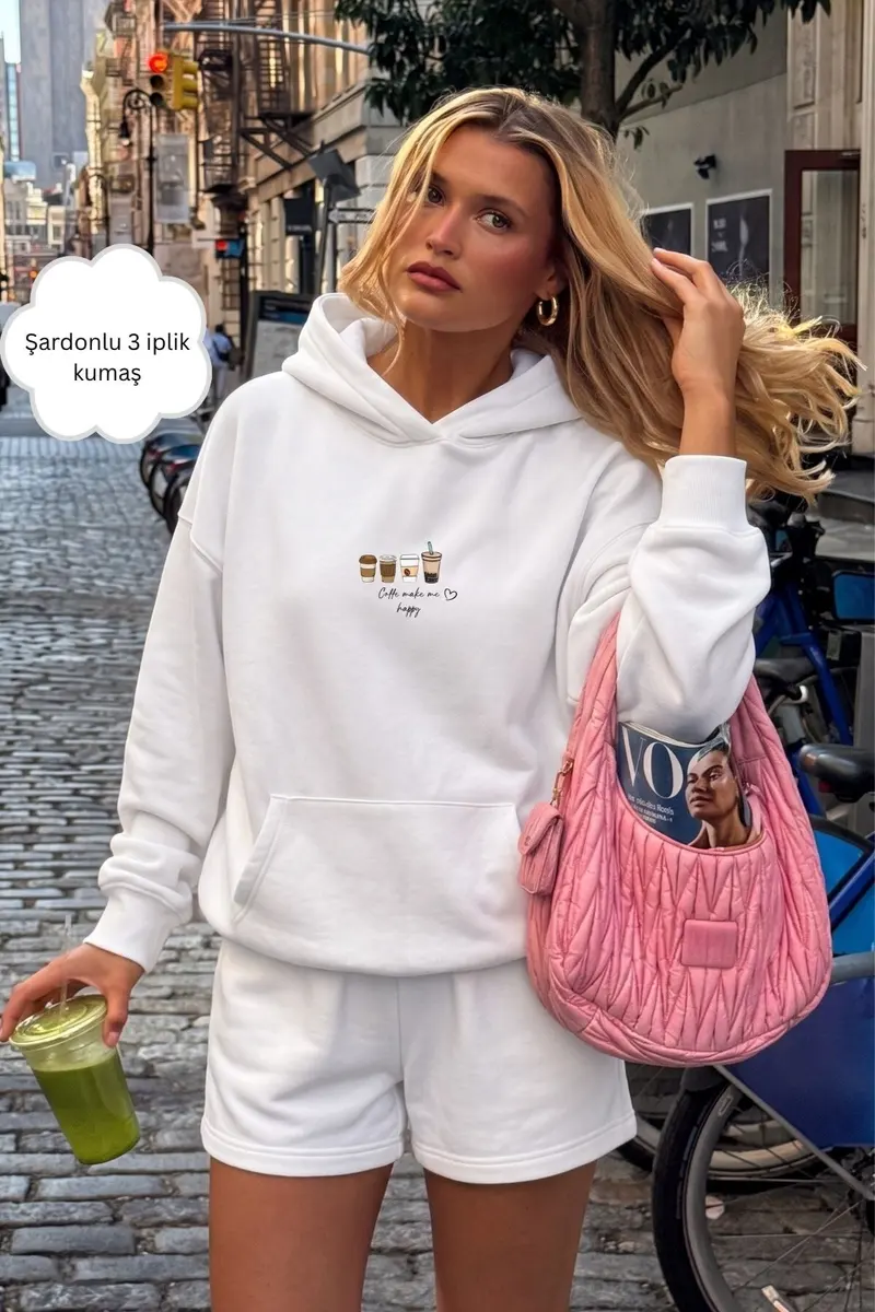 Women Oversize Coffee Print Sweatshirt