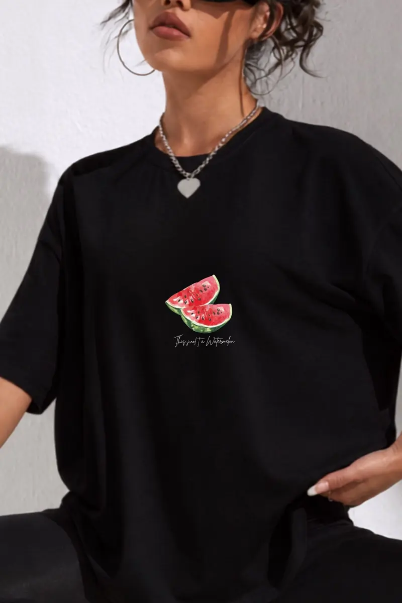 Women Oversize Watermelon Print T-Shirt
