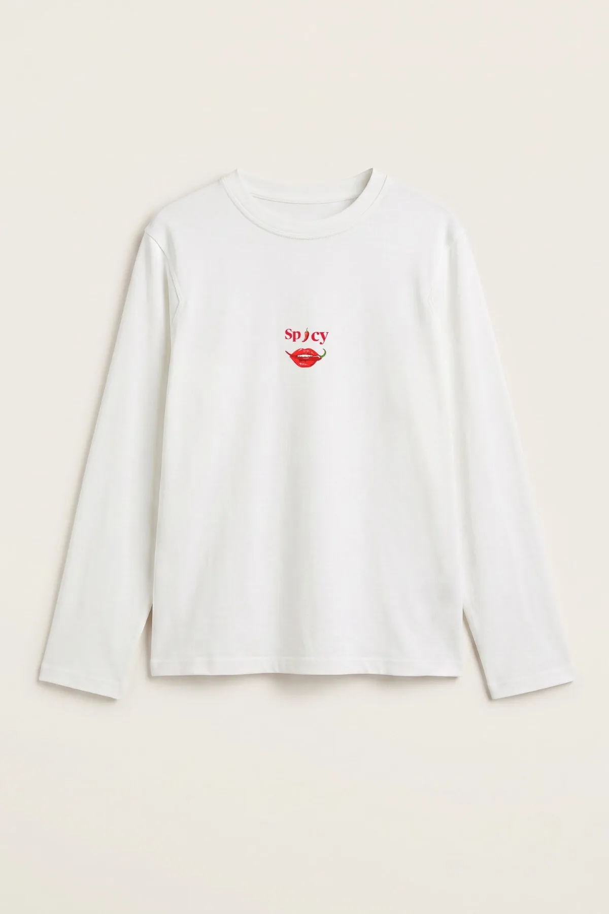 Women Spicy Lips Print Blouse — White