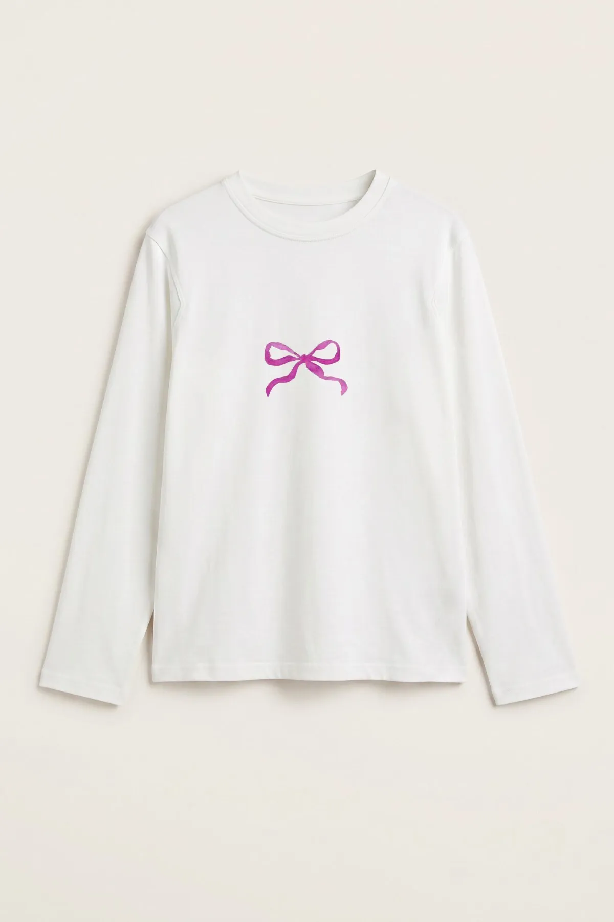 Women Pink Ribbon Print Blouse — White