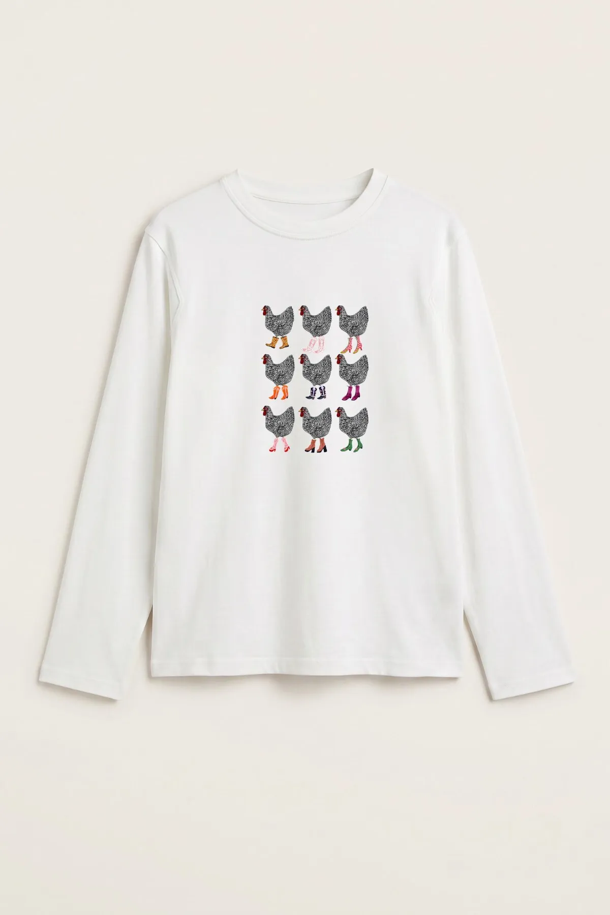 Women Boots Parade Print Blouse — White