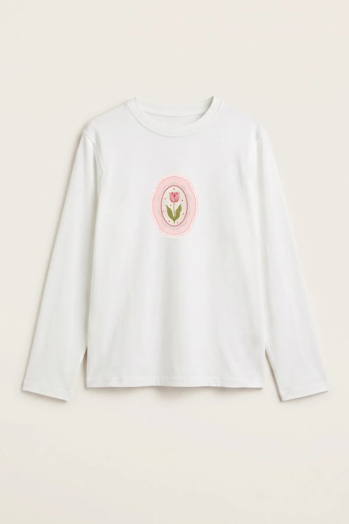 بلوزة نسائي بطبعة Blush Cameo — White