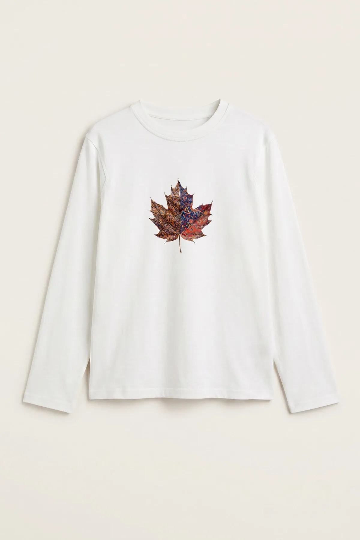 Women Ethnic Leaf Print Blouse — White
