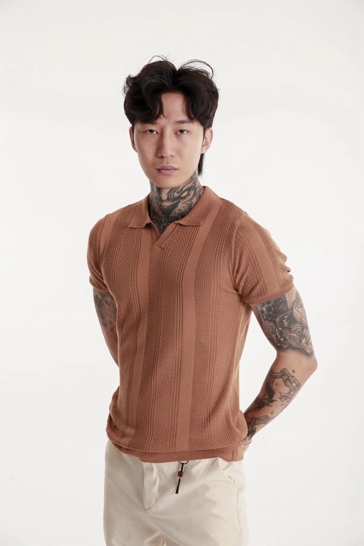 Men Polo Shirt 0723 — Brown