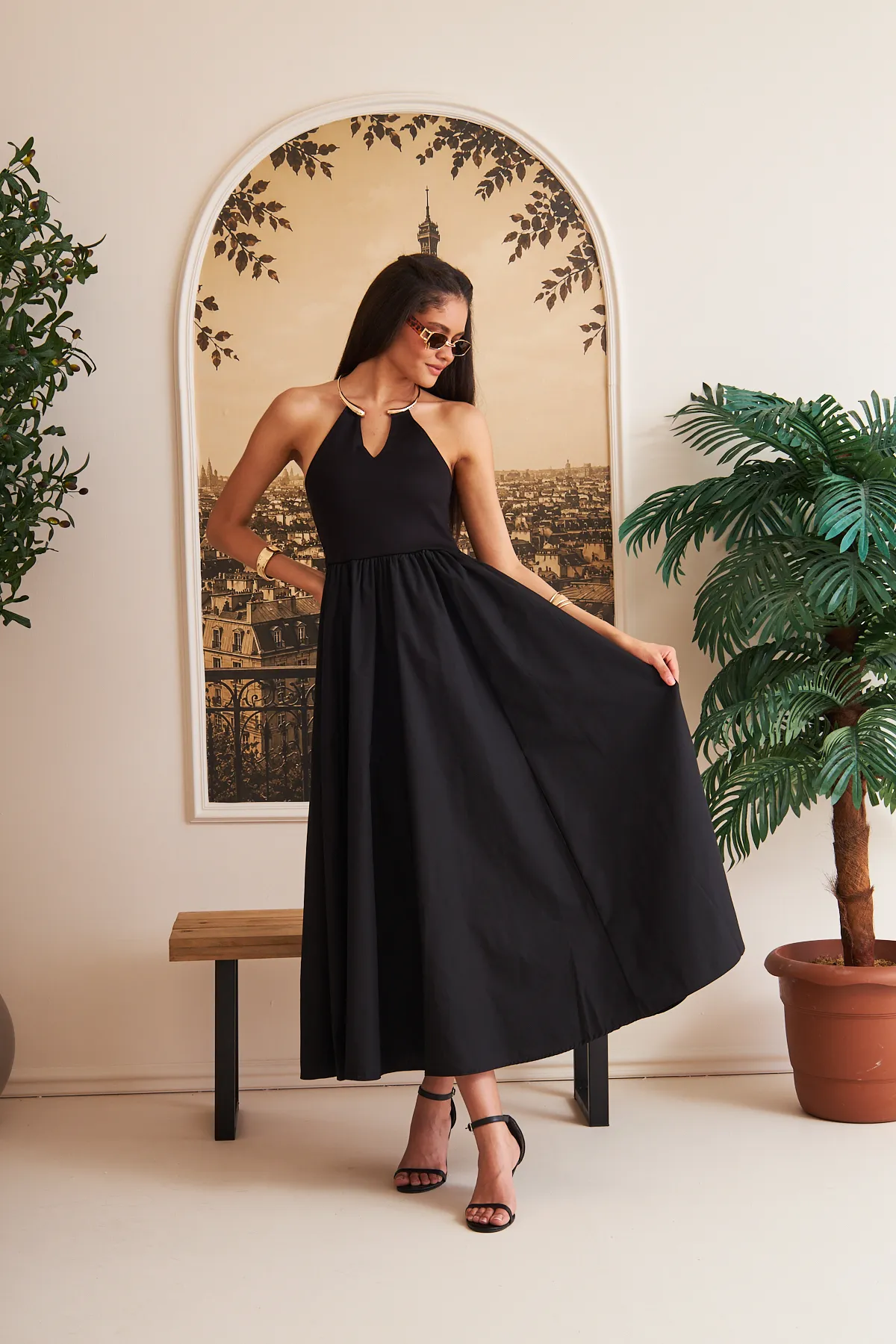 Women Noir Halo Gold Co-ord Set — Black