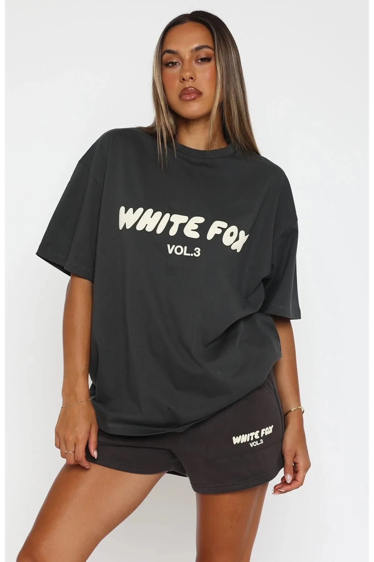 Women Print Co-ord Set — Smoke Gray
