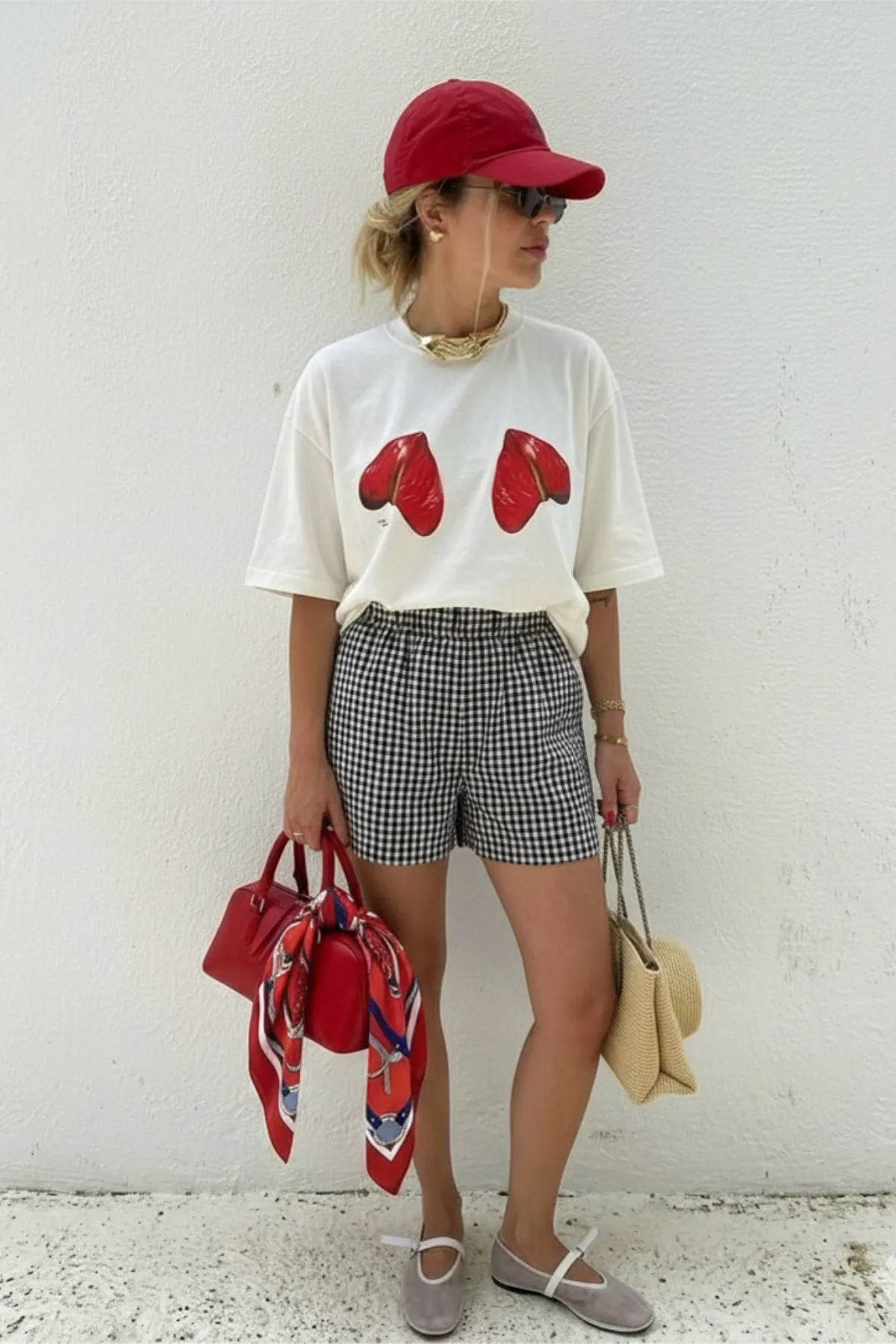 Women Checked Patterned Shorts — Black