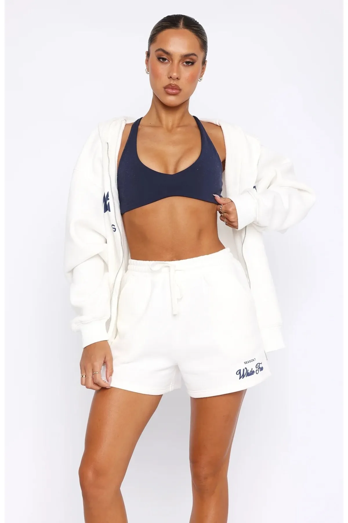 Women Text Print Shorts — White