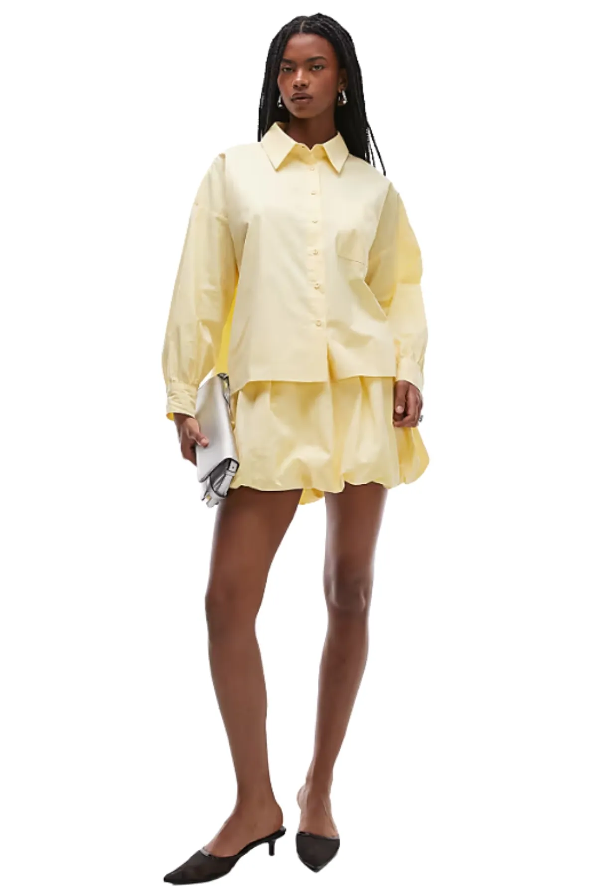 Women Balloon Mini Skirt — Yellow
