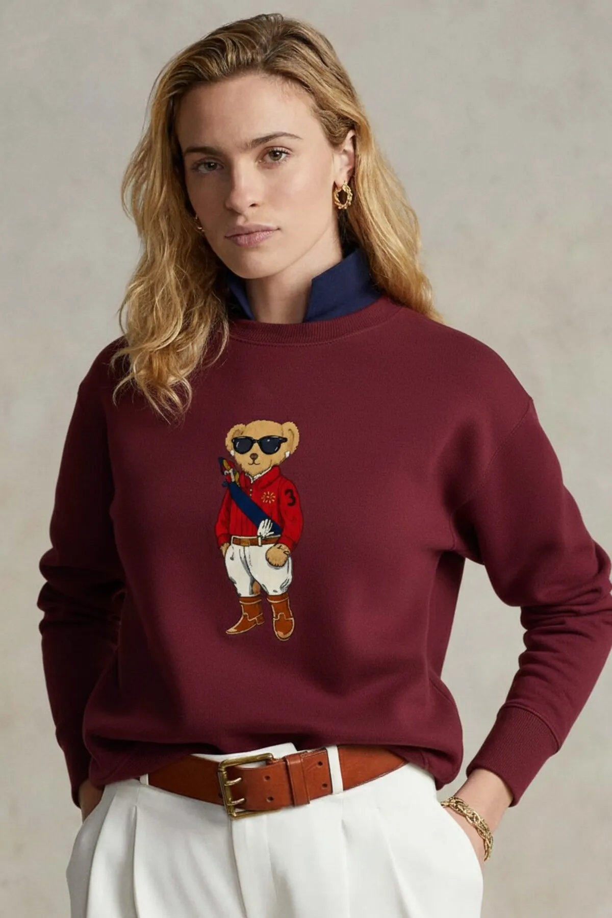 Damen Oversize 3D-Print Sweatshirt 0227 — Burgundy