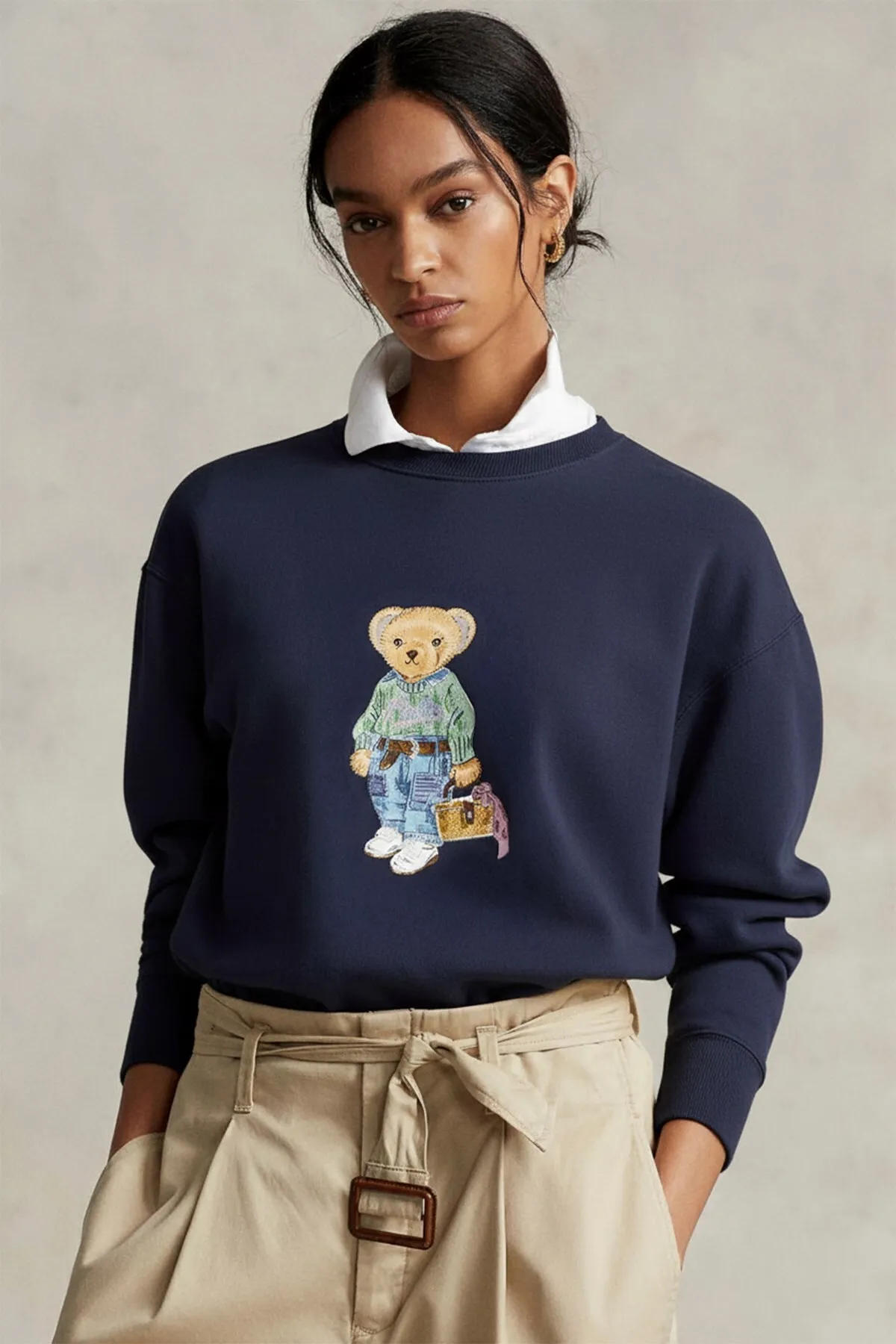 Damen Oversize 3D-Print Sweatshirt 0228 — Navy