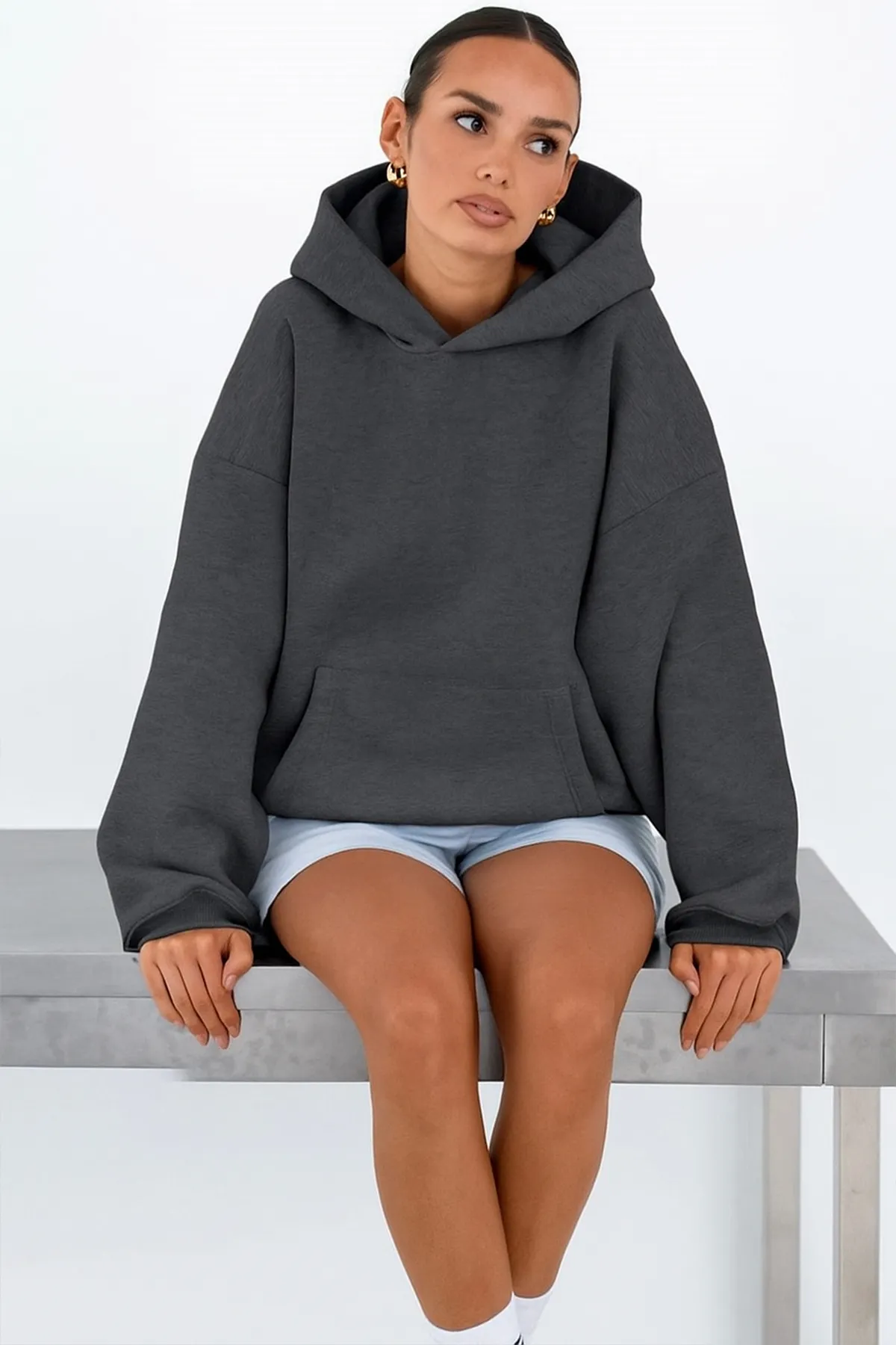 Damen Oversize Sweatshirt — Smoke Melange