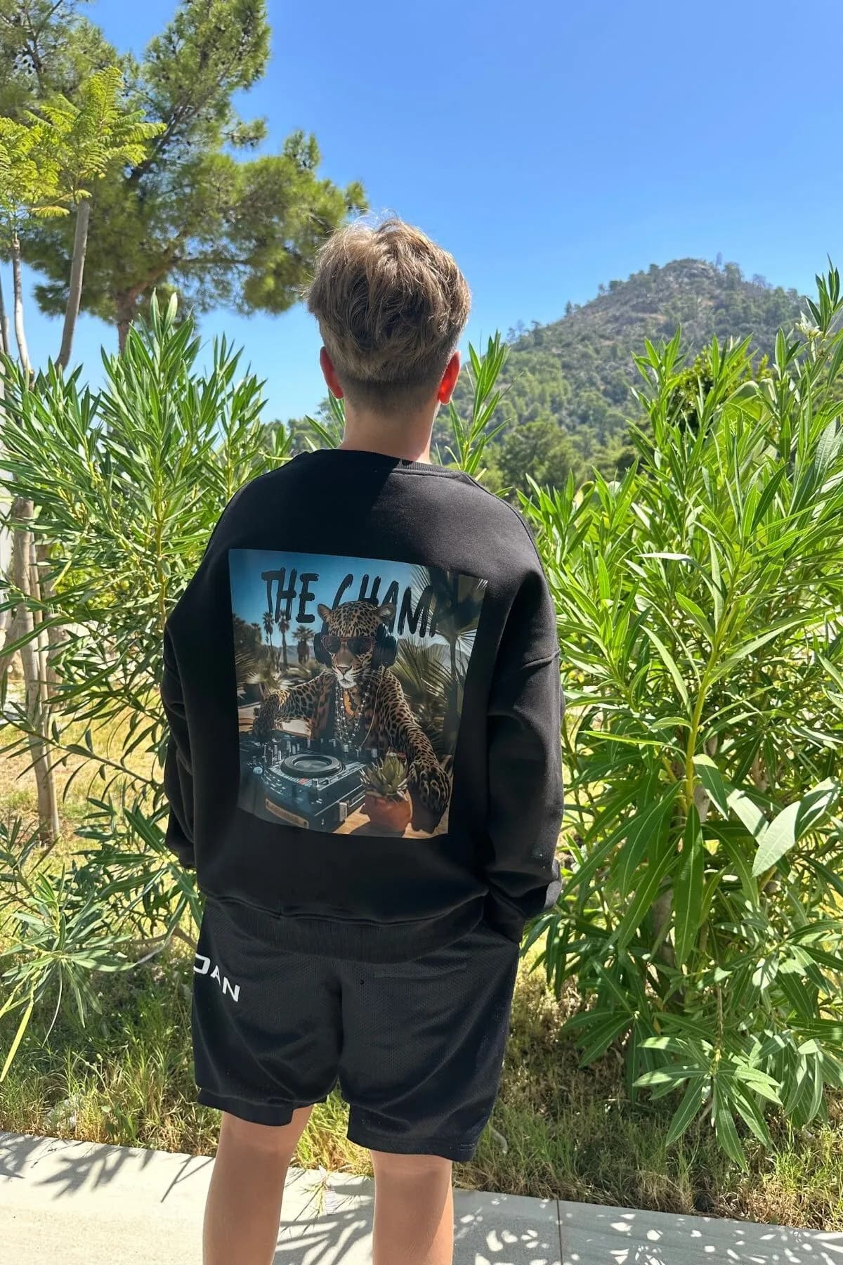 Kinder Oversize Dj Print Sweatshirt — Black