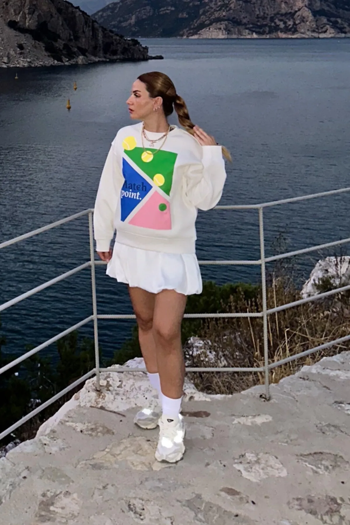 سويت شيرت أطفال أوفرسايز بطبعة Match — White