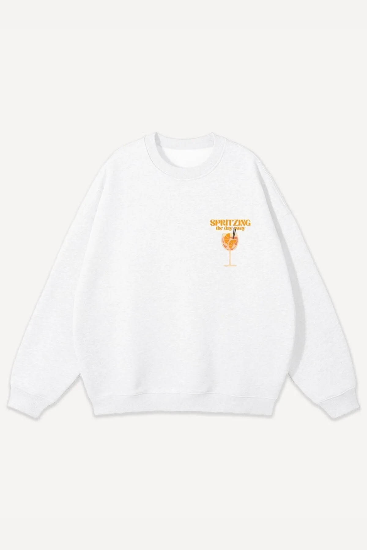 Unisex Oversize Orange Print Sweatshirt — White
