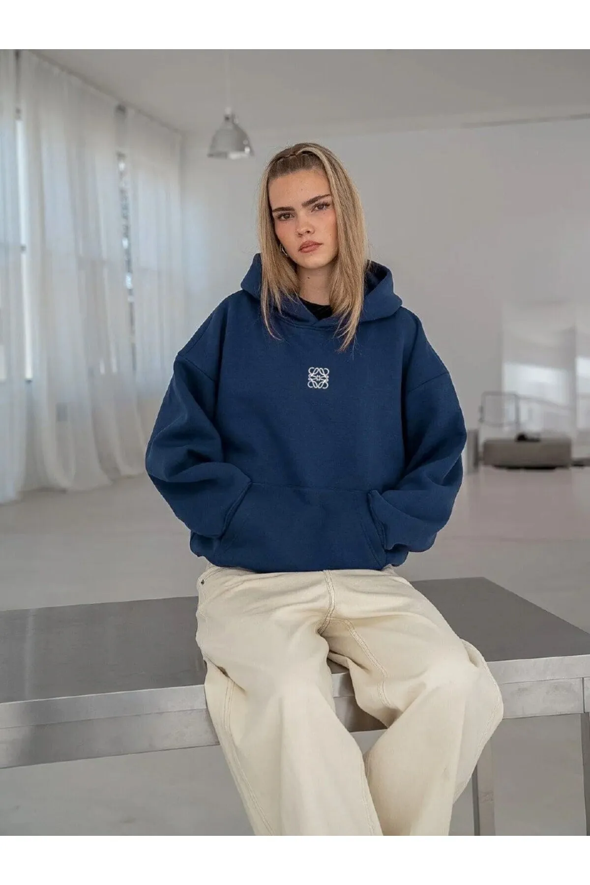 Unisex Oversize Print Sweatshirt 0541 — Indigo