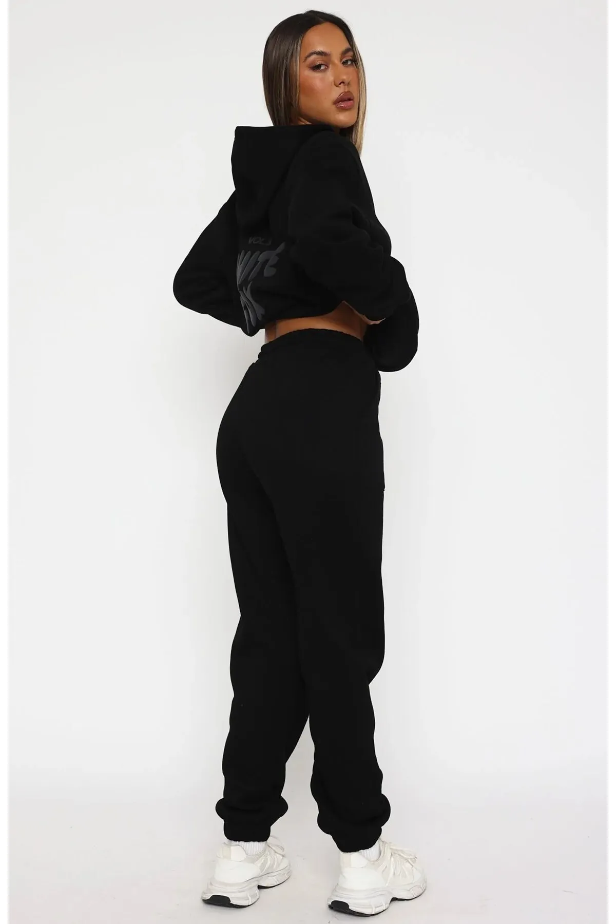 Damen Oversize Print Sweatshirt 0552 — Black