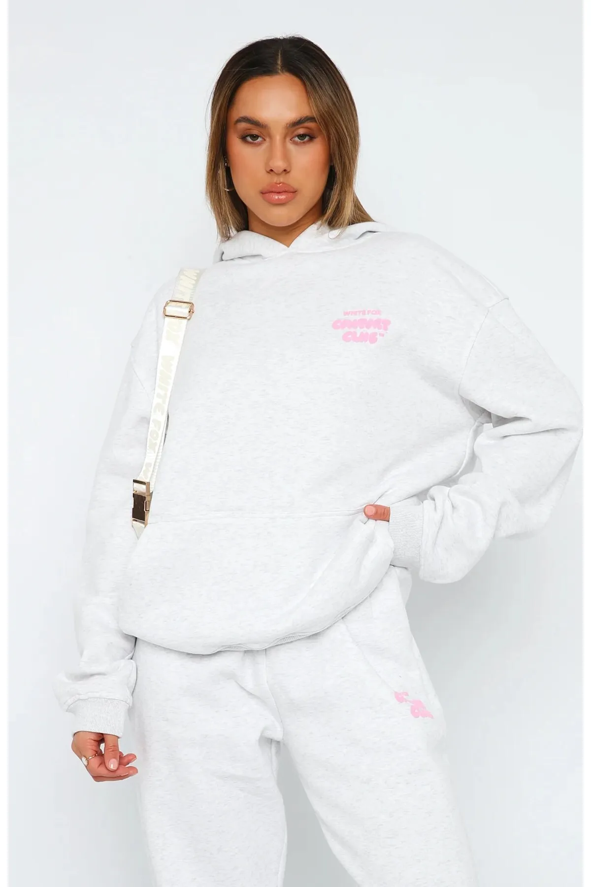 Unisex Oversize Yazı Baskılı Sweatshirt 0560 — Gray Melange