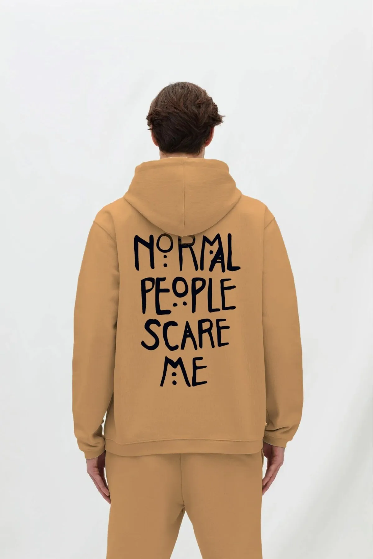 Unisex Oversize Normal Print Sweatshirt — Beige