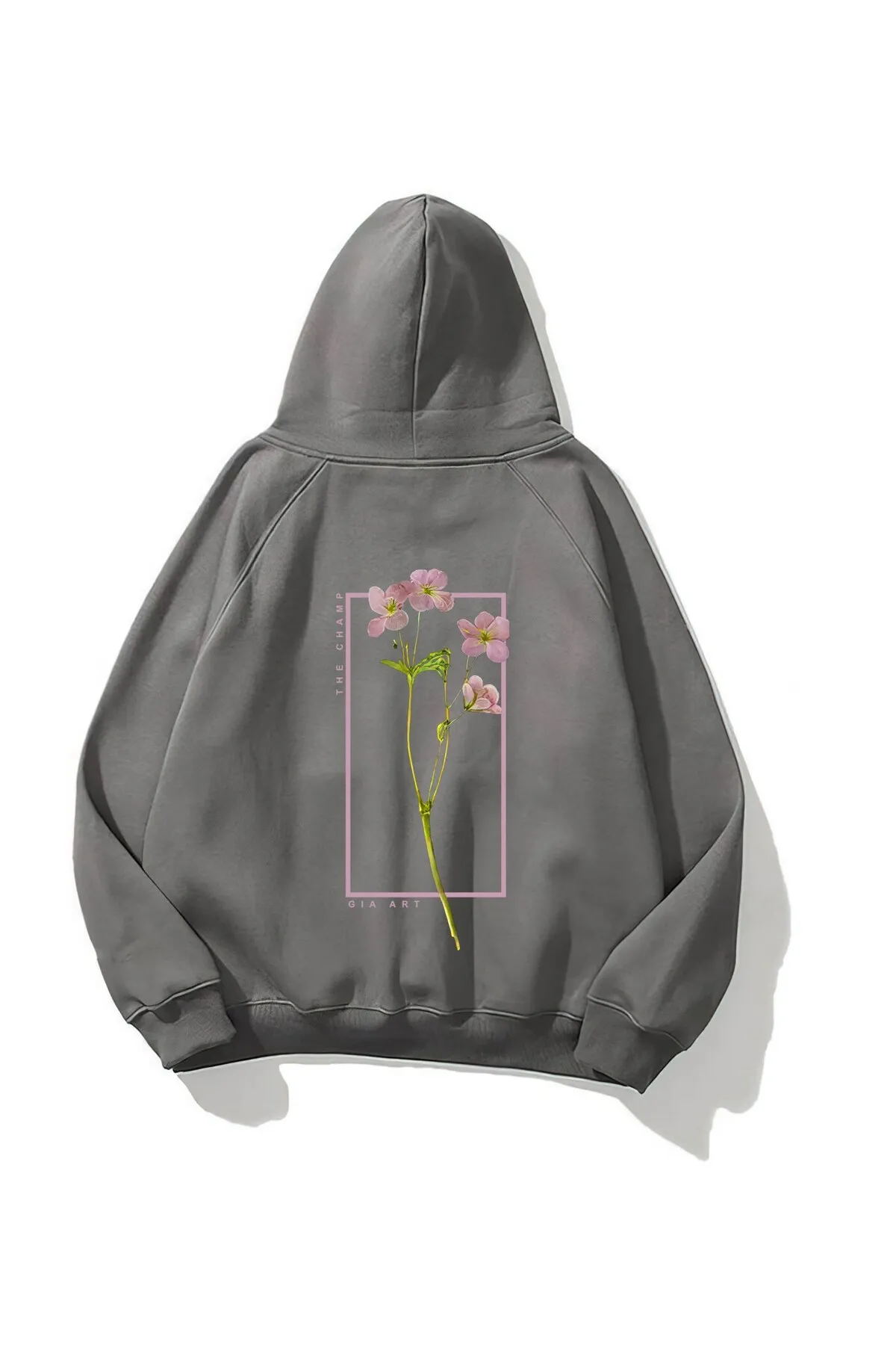 سويت شيرت للجنسين أوفرسايز بطبعة Flowers — Smoke Gray