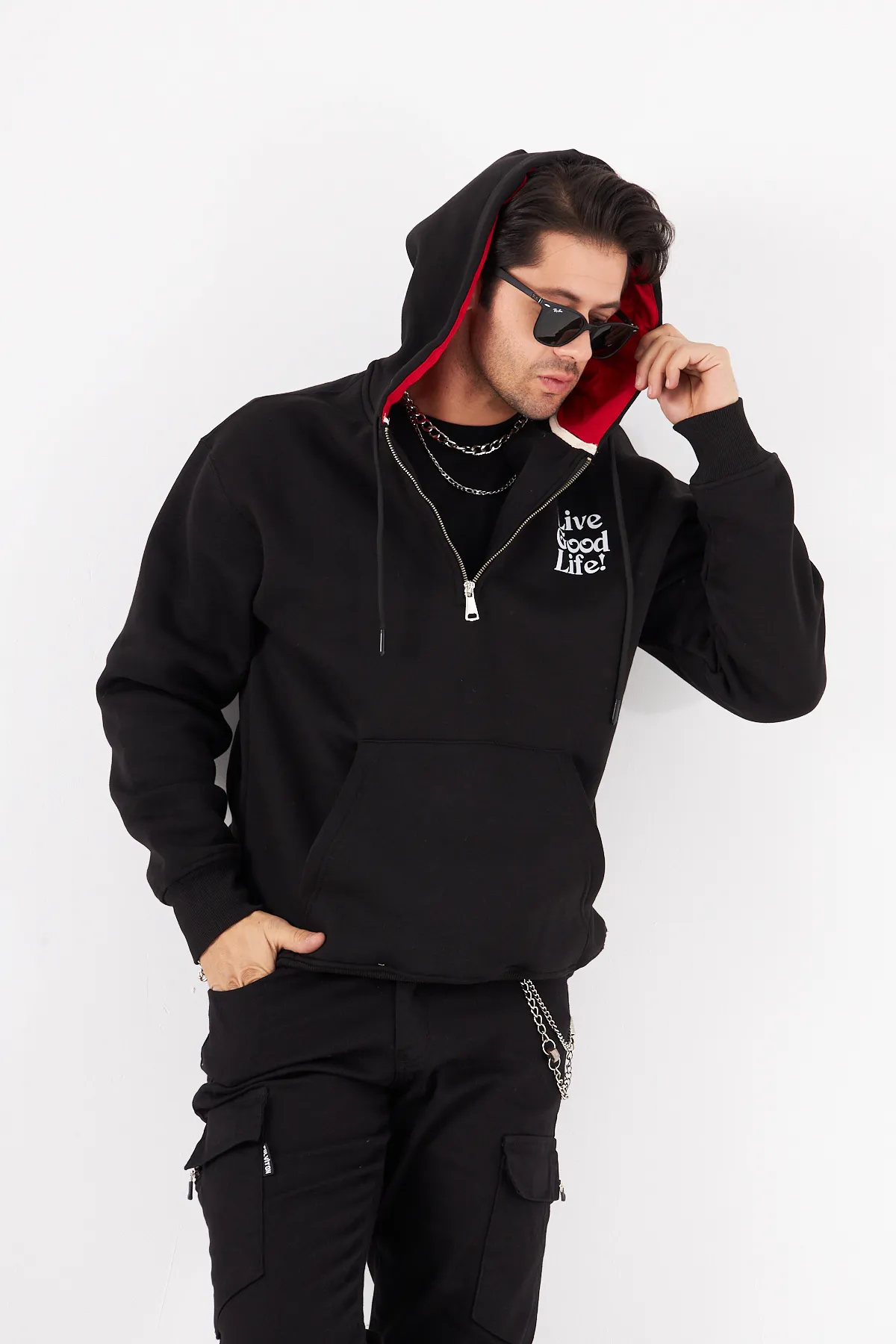 Unisex Oversize Yazı Baskılı Sweatshirt 0581 — Black