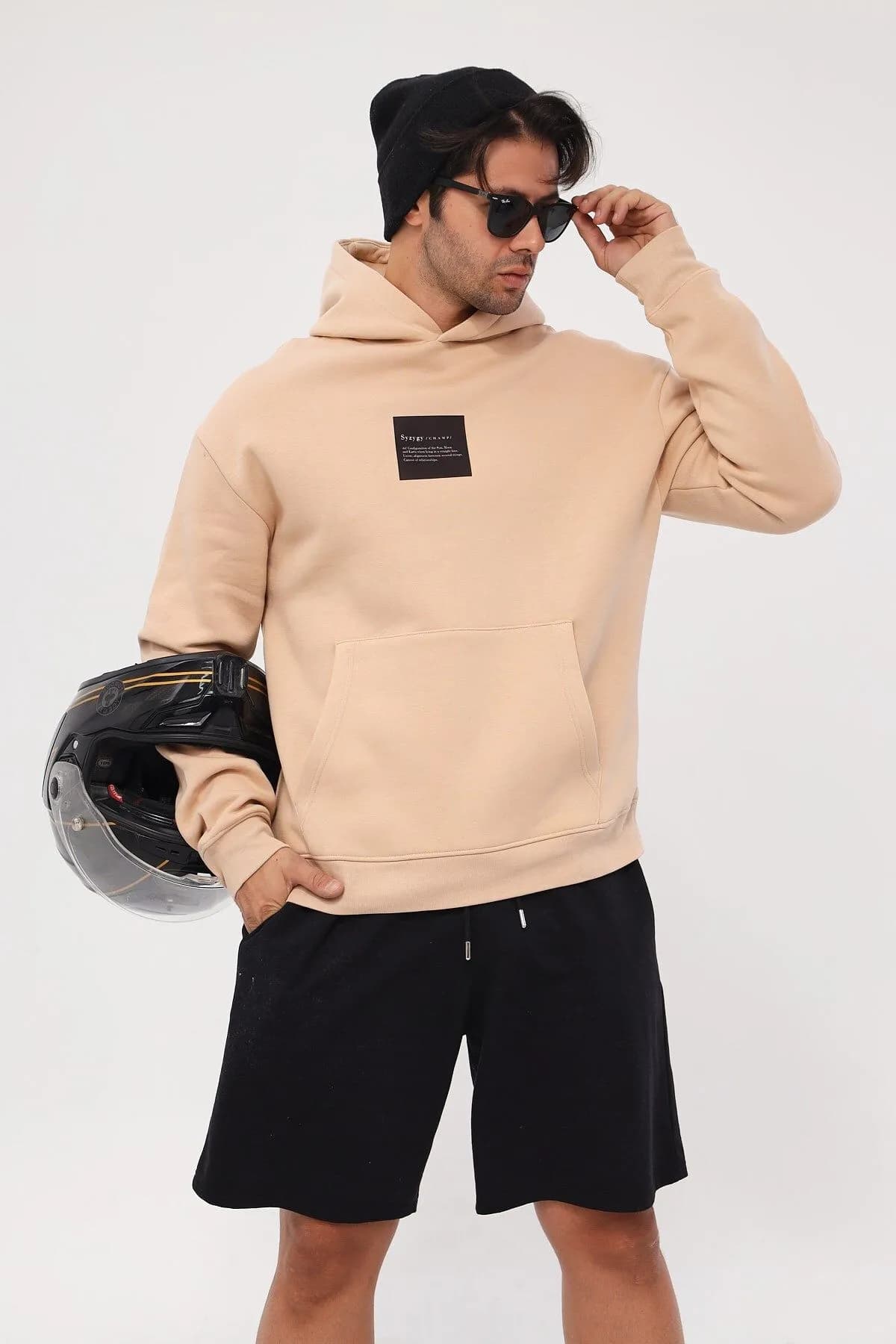 Herren Oversize Syzygy Print Sweatshirt — Beige