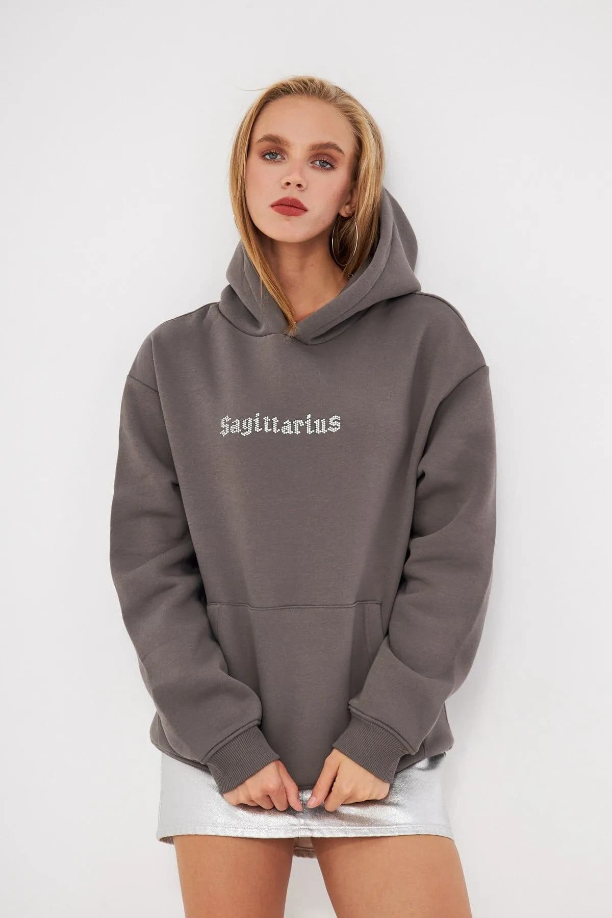 Unisex Oversize Print Sweatshirt 0602 — Smoke Gray