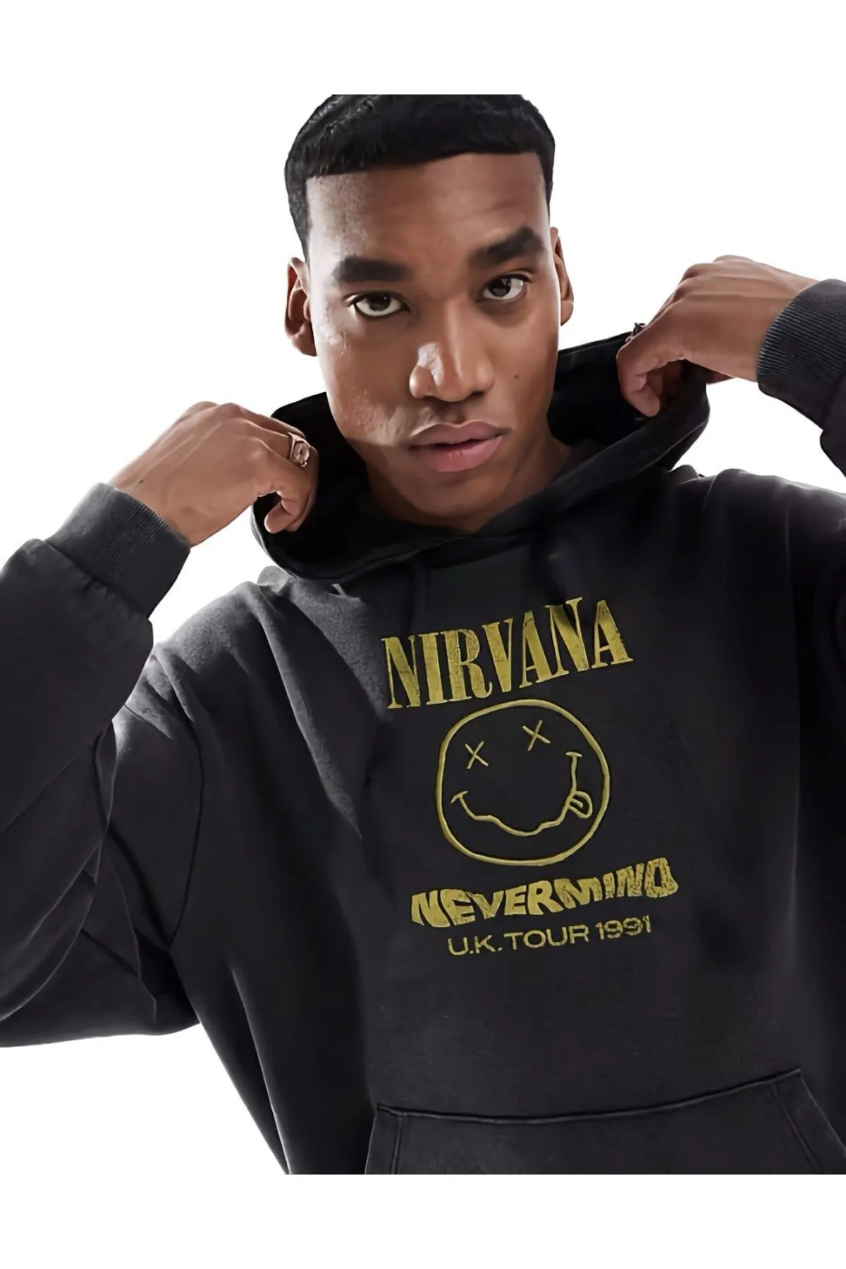 Unisex Oversize Yazı Baskılı Sweatshirt 0604 — Smoke Gray