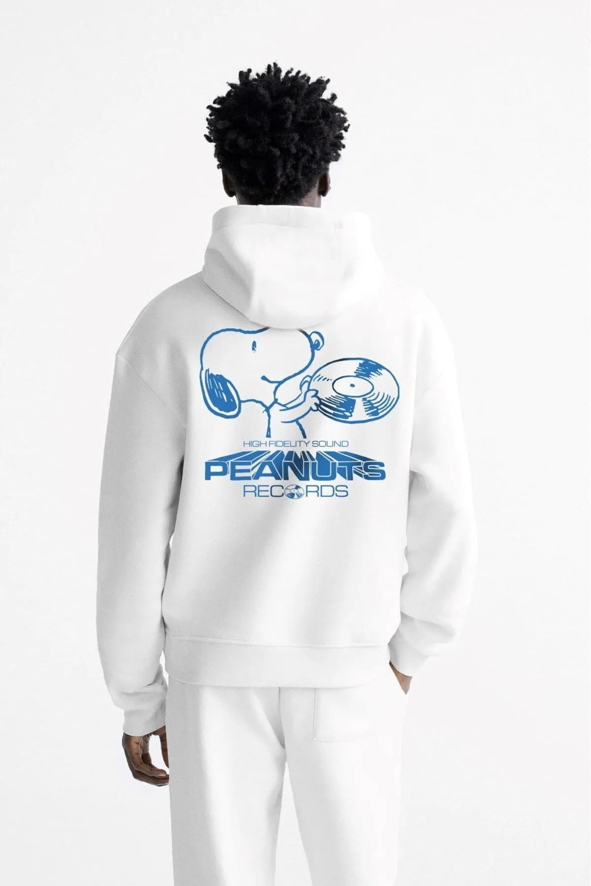 Unisex Oversize Peanuts Print Sweatshirt — White