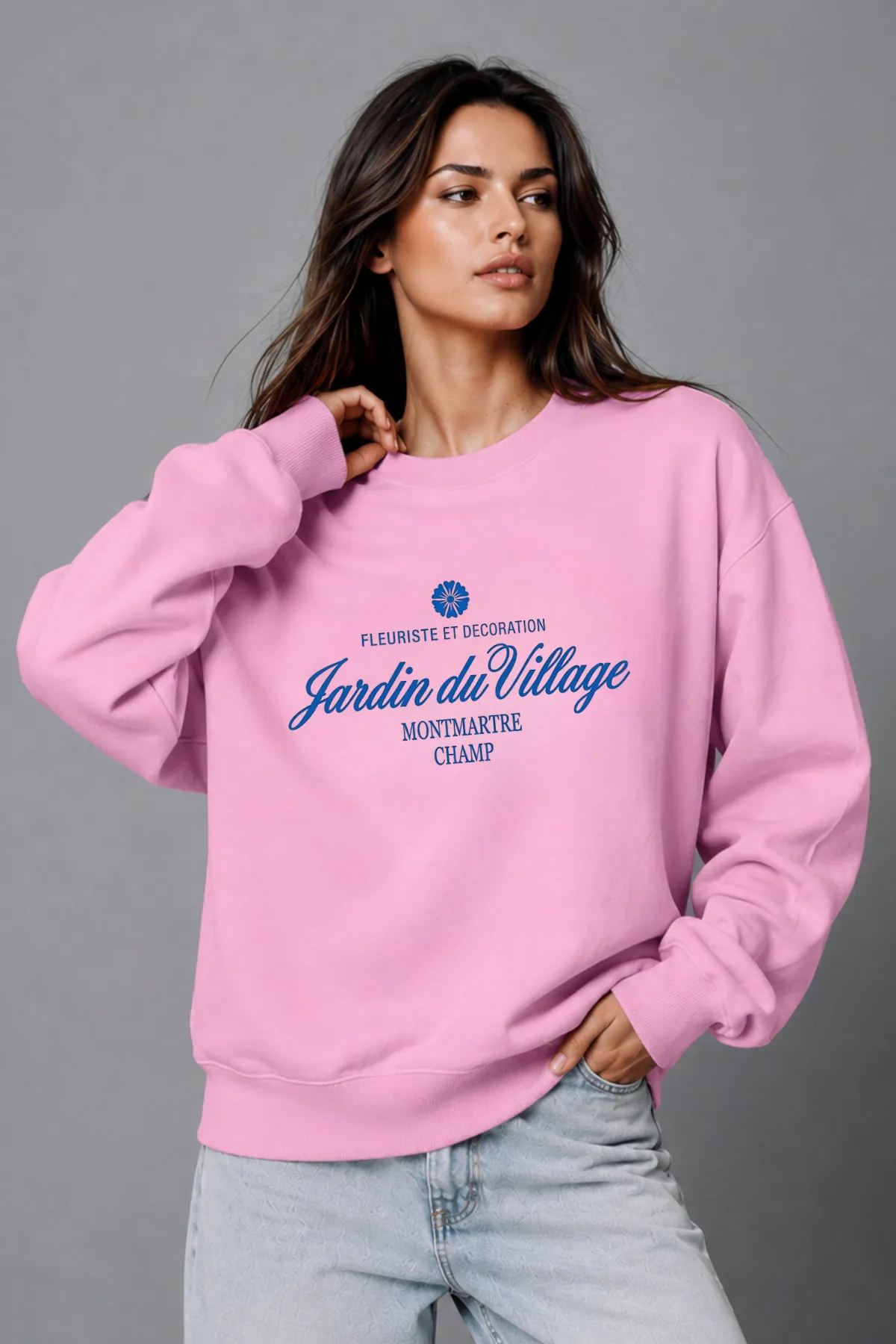 Unisex Oversize Print Sweatshirt 0607 — Pink