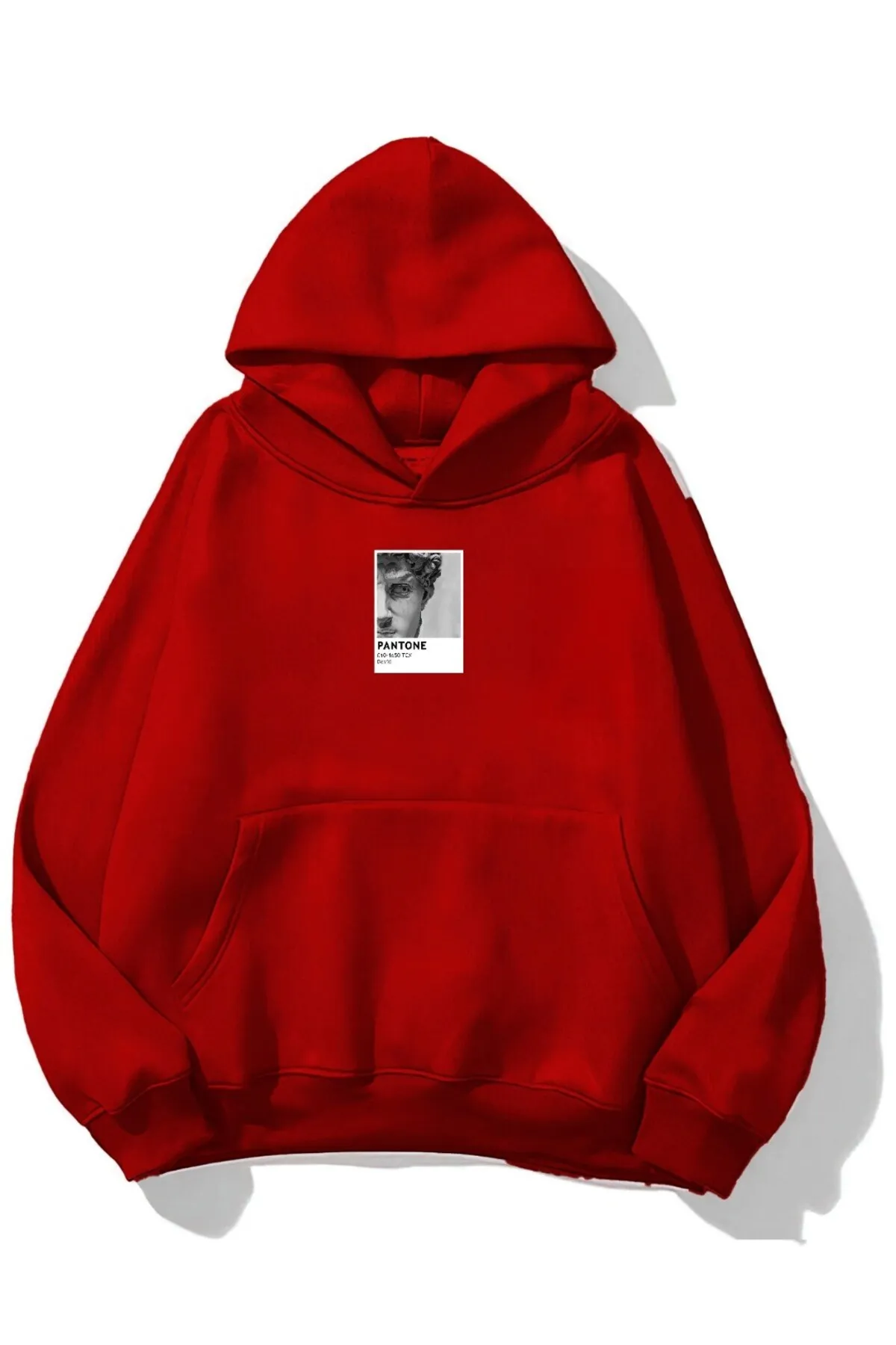 Unisex Oversize David Print Sweatshirt — Red