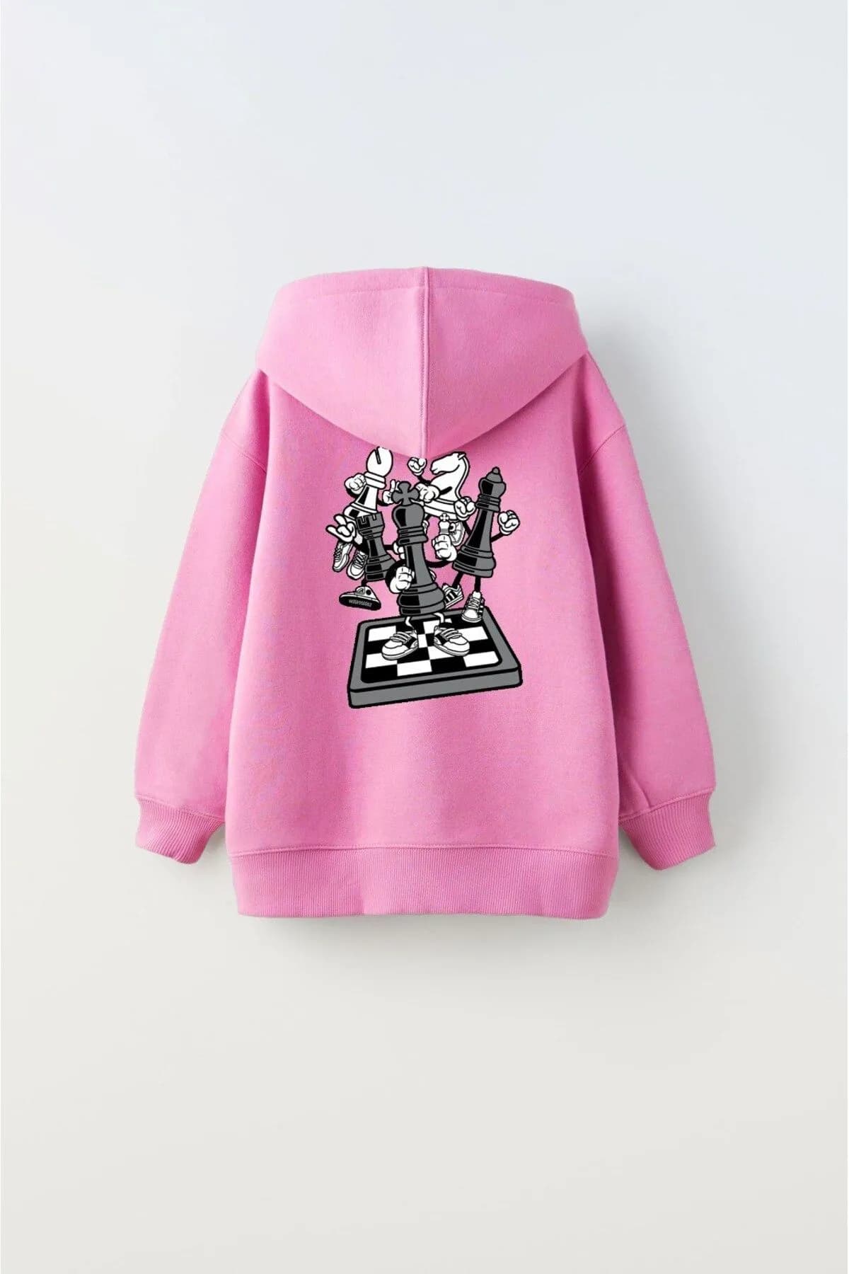 Kinder Kapuzen Schach Print Sweatshirt — Pink