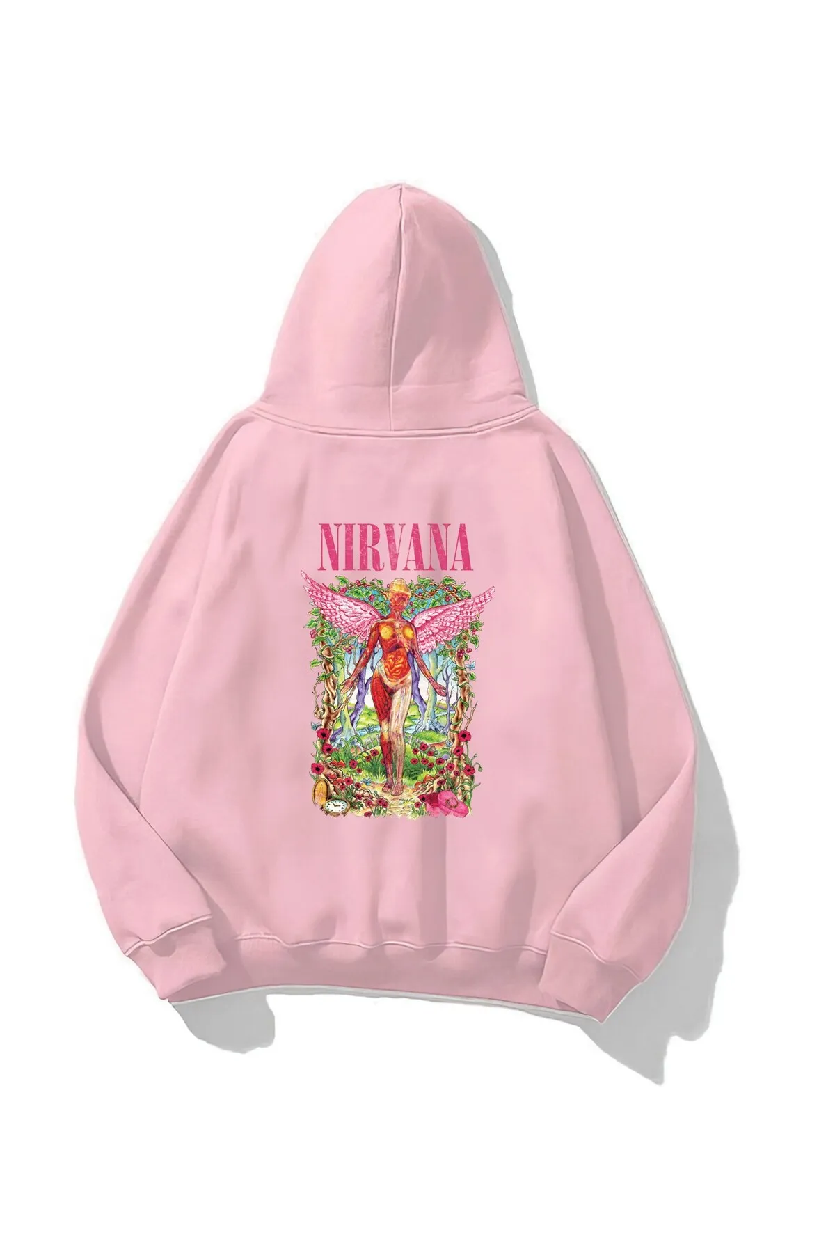سويت شيرت نسائي أوفرسايز بطبعة Nirvana — Pink