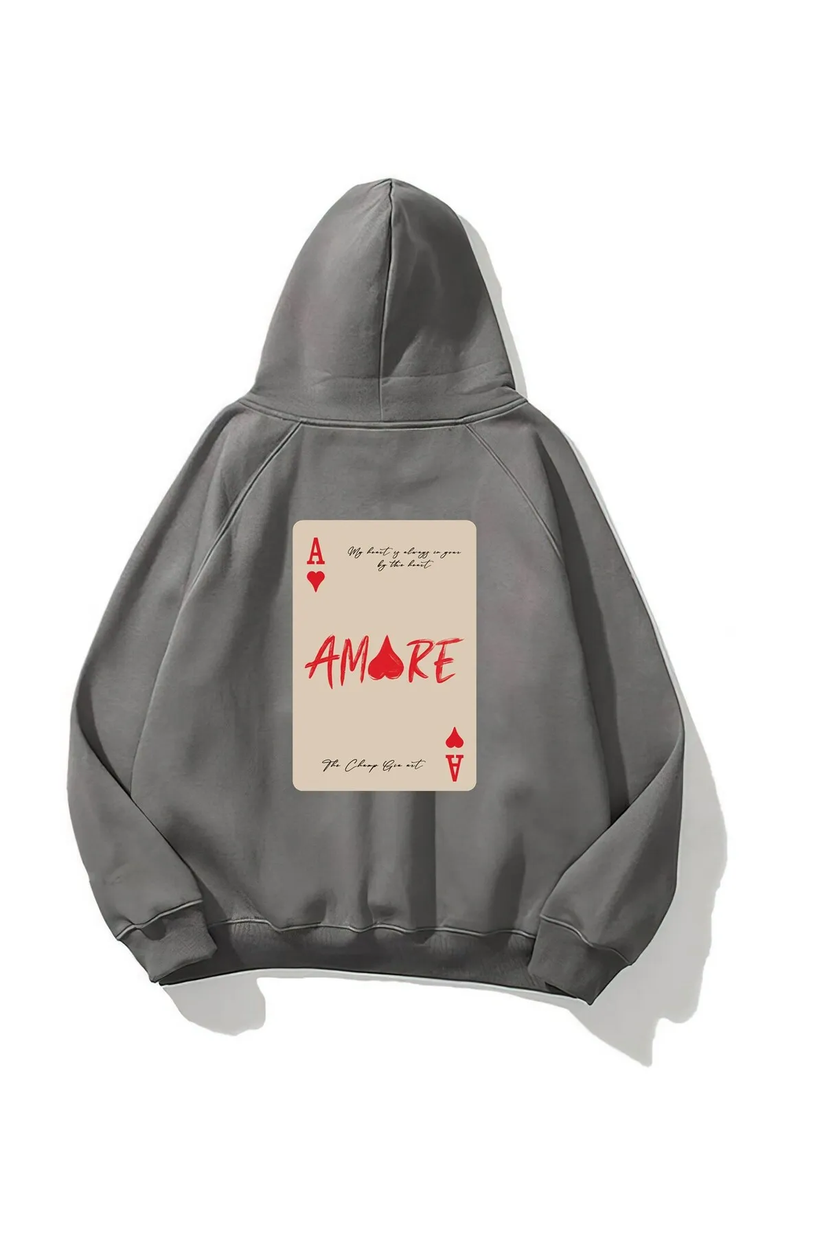Unisex Oversize Amore Print Sweatshirt — Smoke Gray