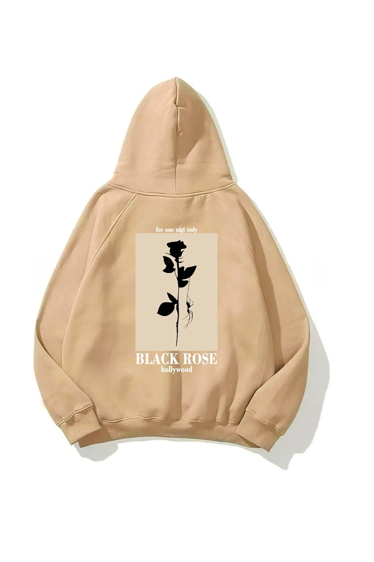 Unisex Oversize Black Print Sweatshirt — Beige