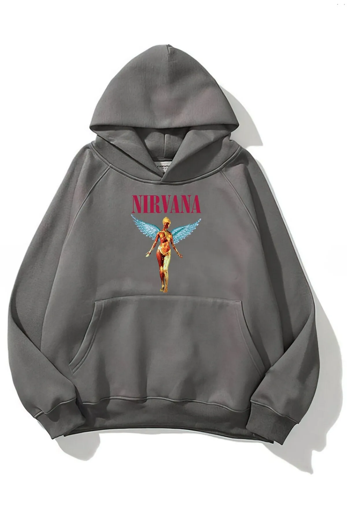 Unisex Oversize Wild Baskılı Sweatshirt 0782 — Smoke Gray