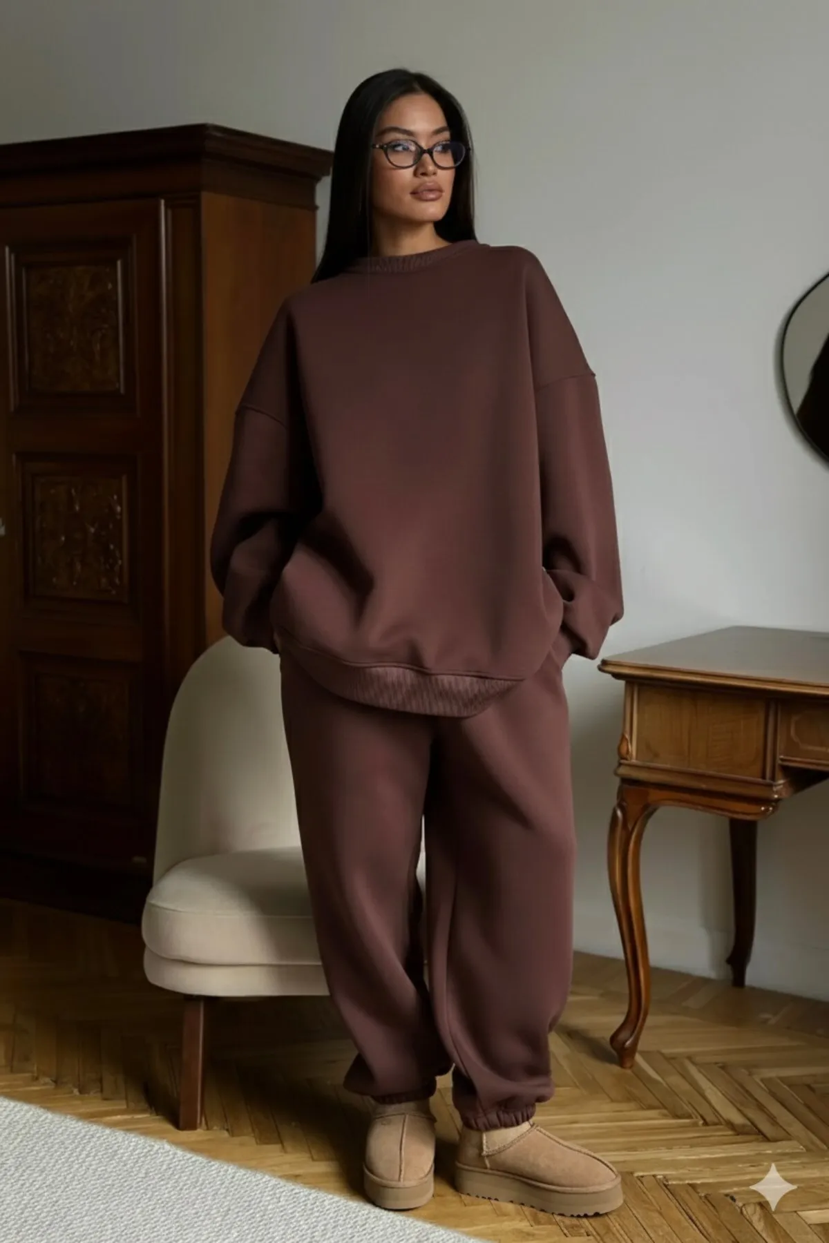 Women Oversize Double Tracksuit — Brown