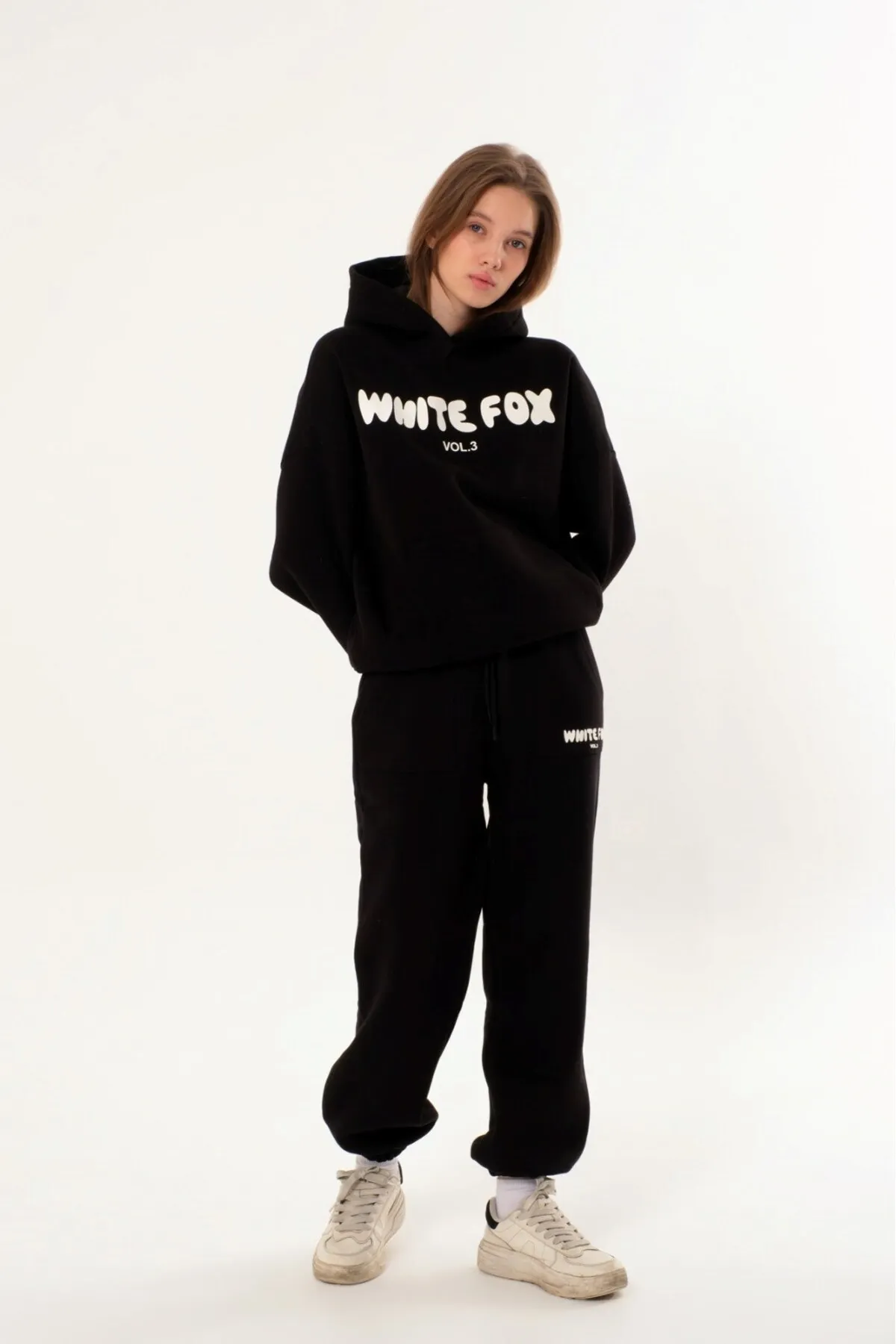 Women Oversize Rubber Print 0526 — Black