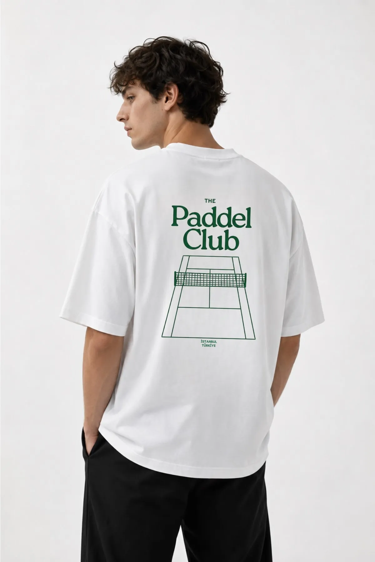 Men Oversize Paddel Club Print T-Shirt — White