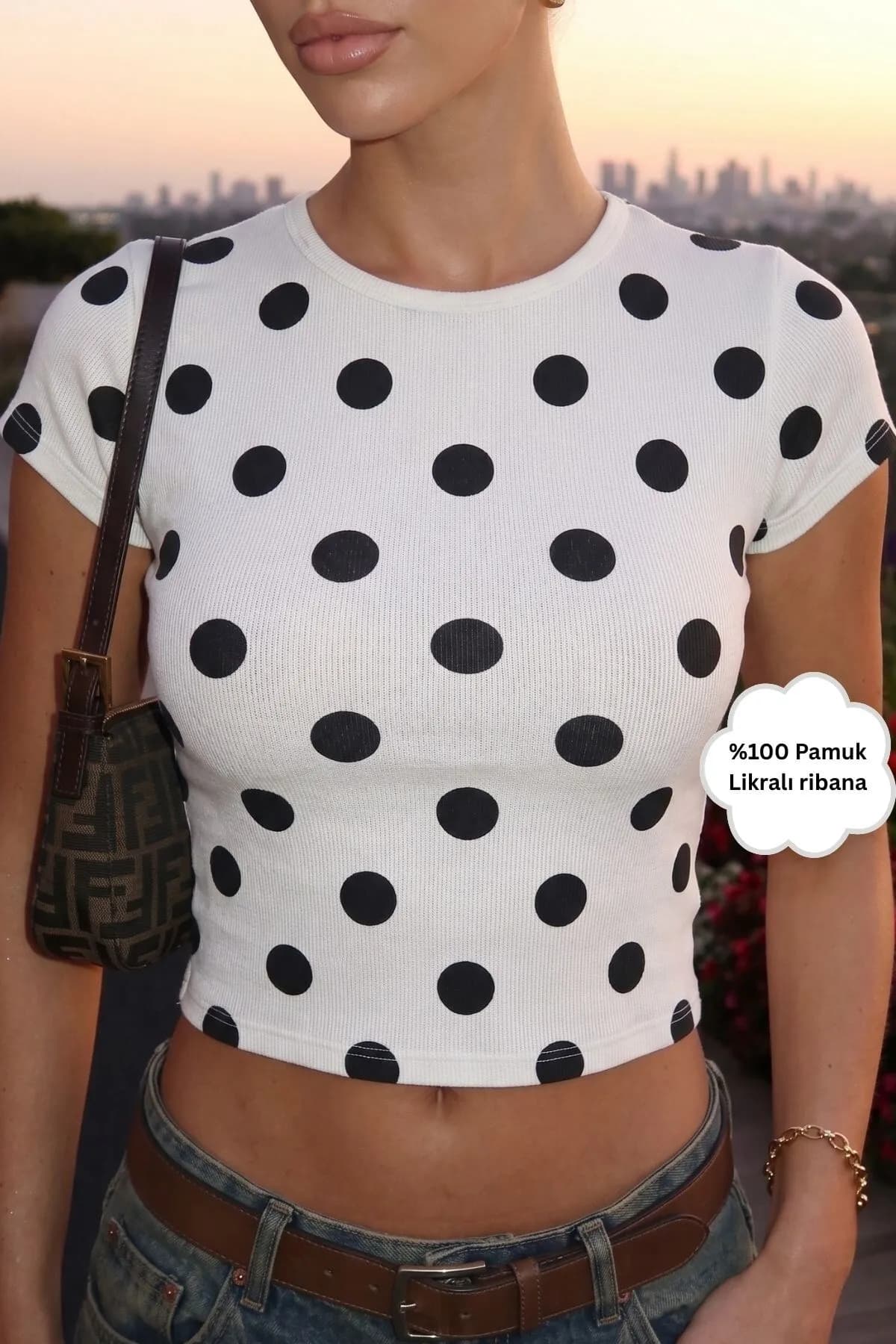 Women Luna Dot Polka Dot Print T-Shirt — White