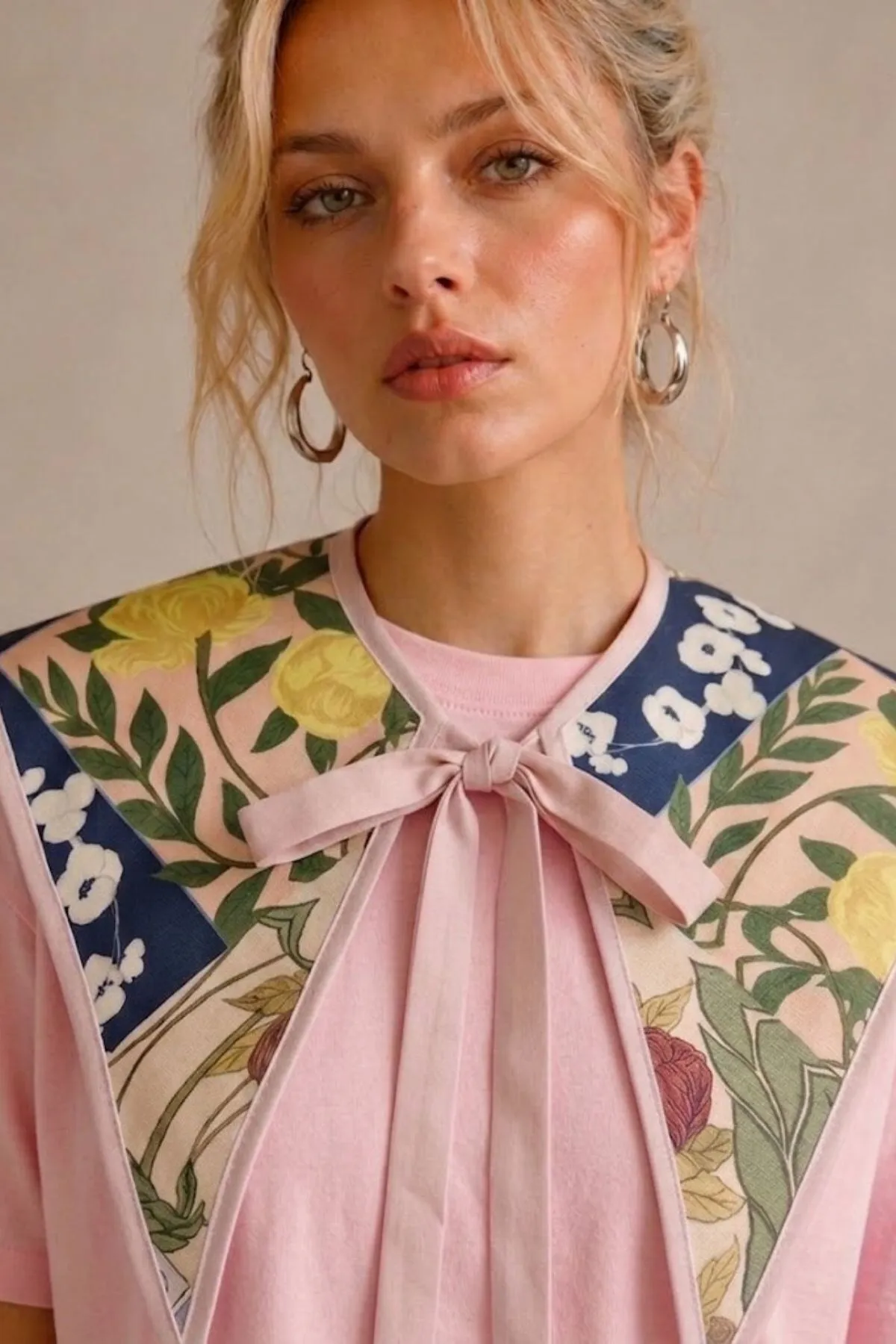 Women Rosalie Bloom Shawl T-Shirt 0045 — Pink