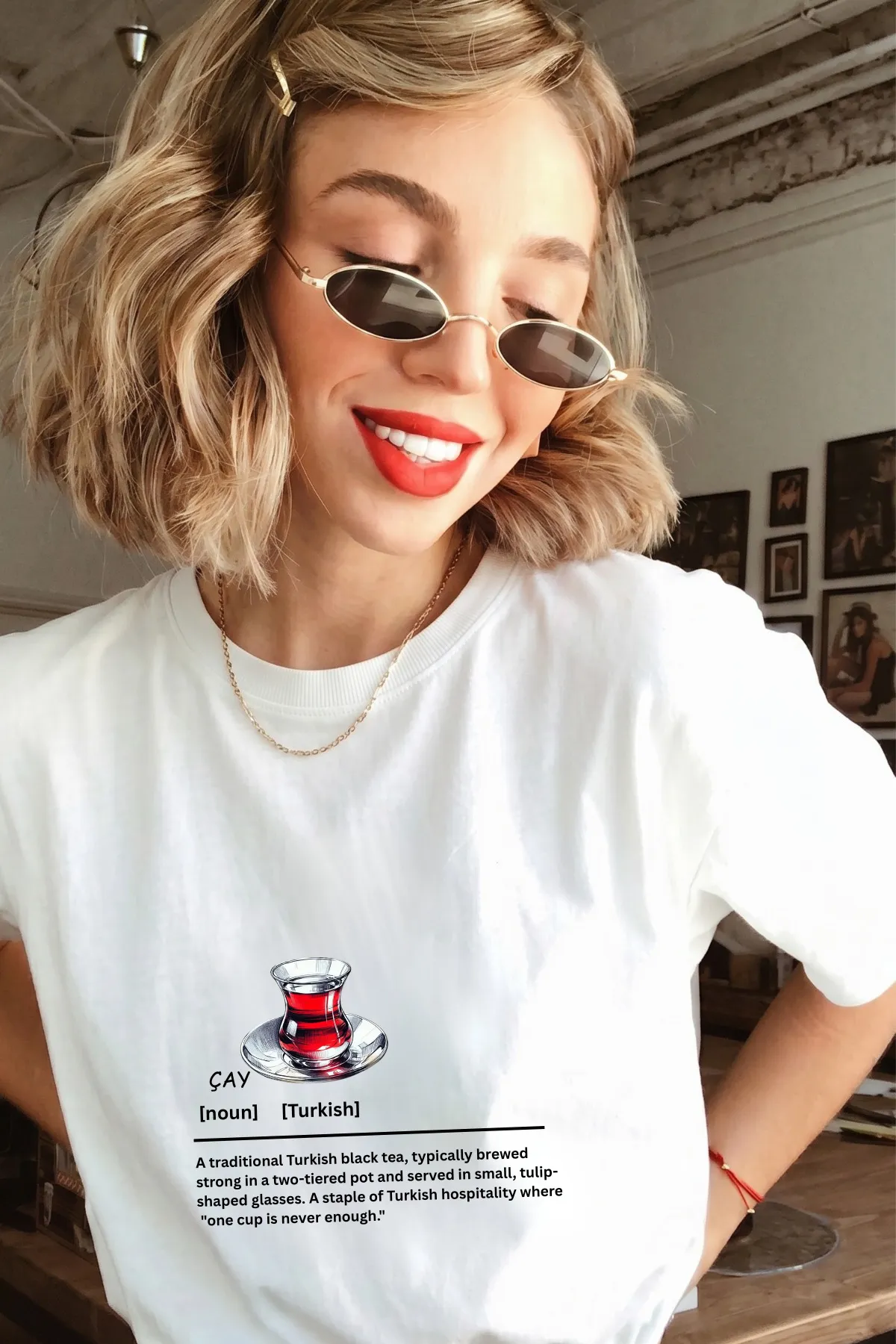 Damen Oversize Tee Print T-Shirt — White