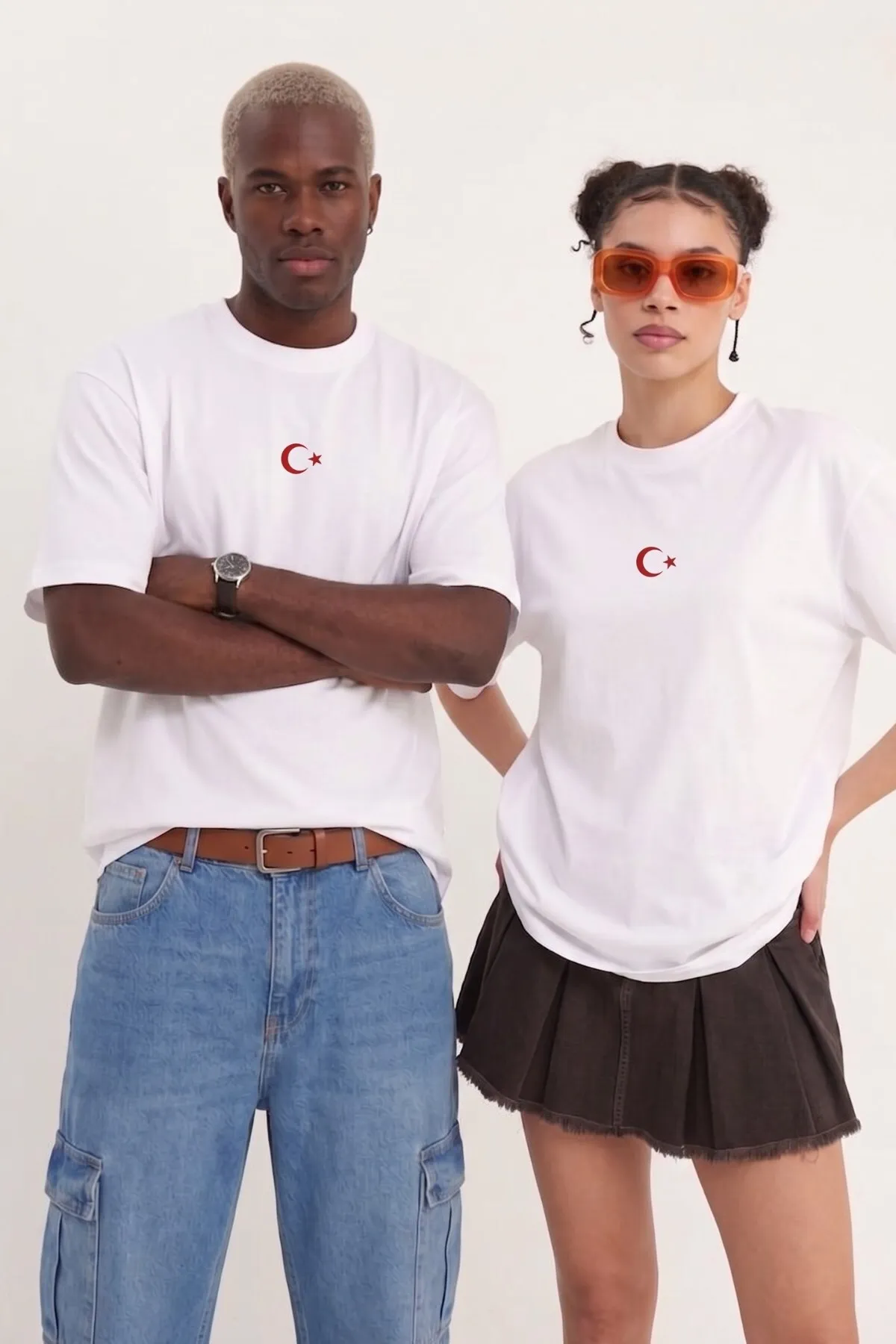 Unisex Oversize Legend Baskılı Tişört — White
