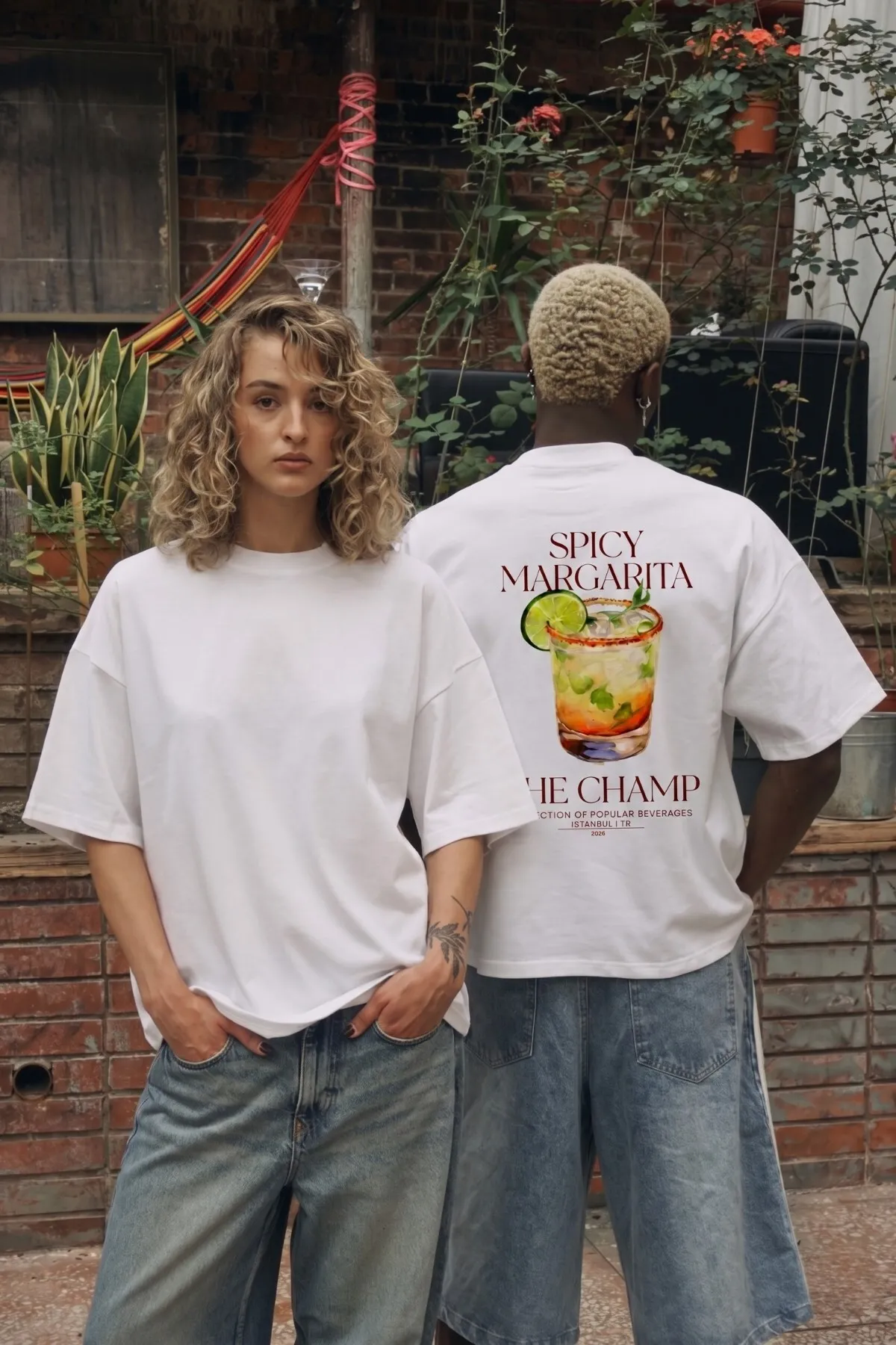 Unisex Oversize Spicy Print T-Shirt — White