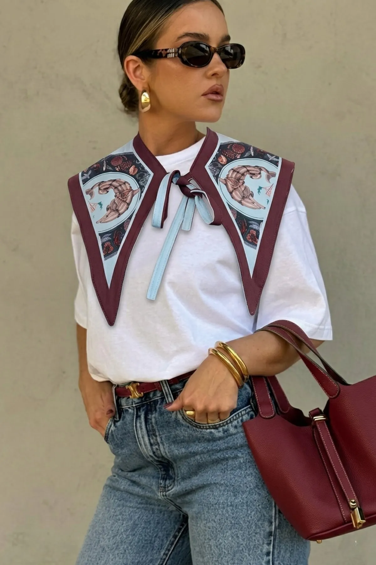 Damen Oversize Aegean Rouge T-Shirt — White