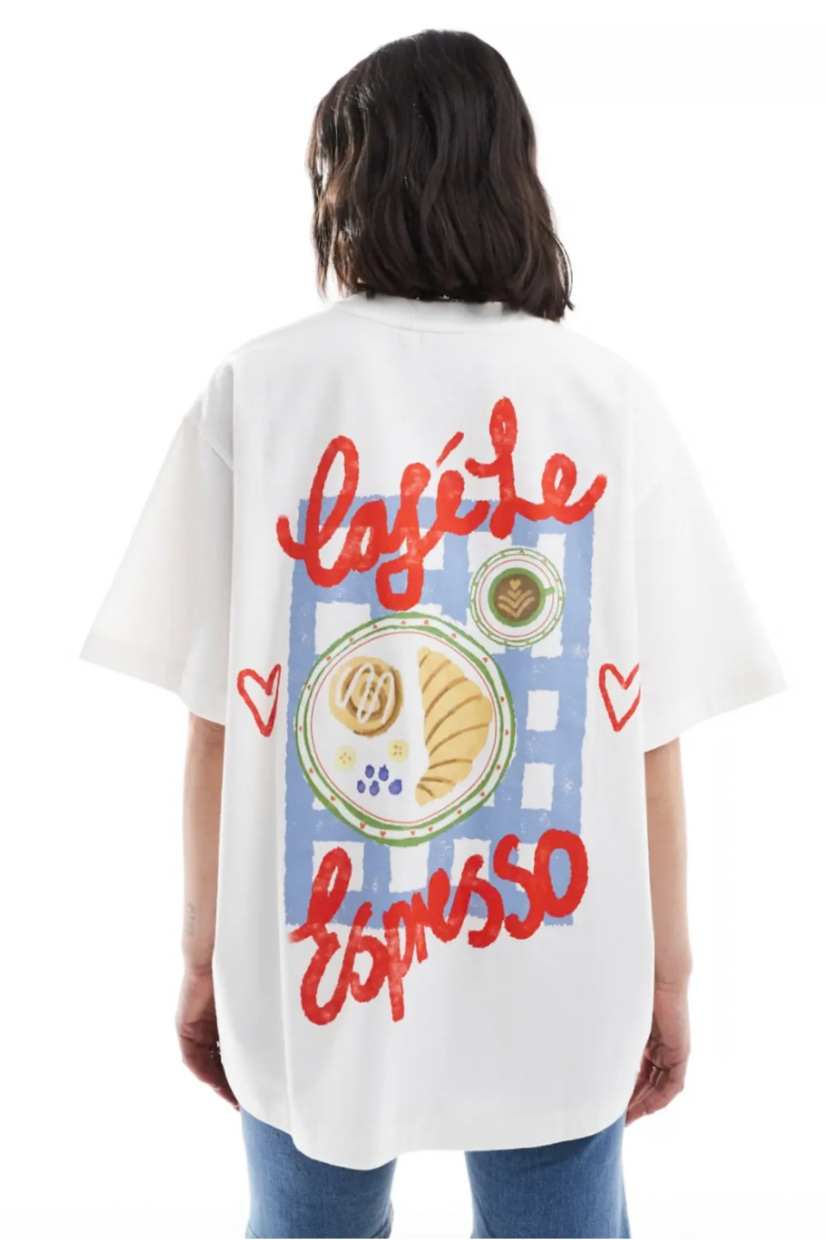 Kadın Oversize Baskılı Tişört 0329 — White